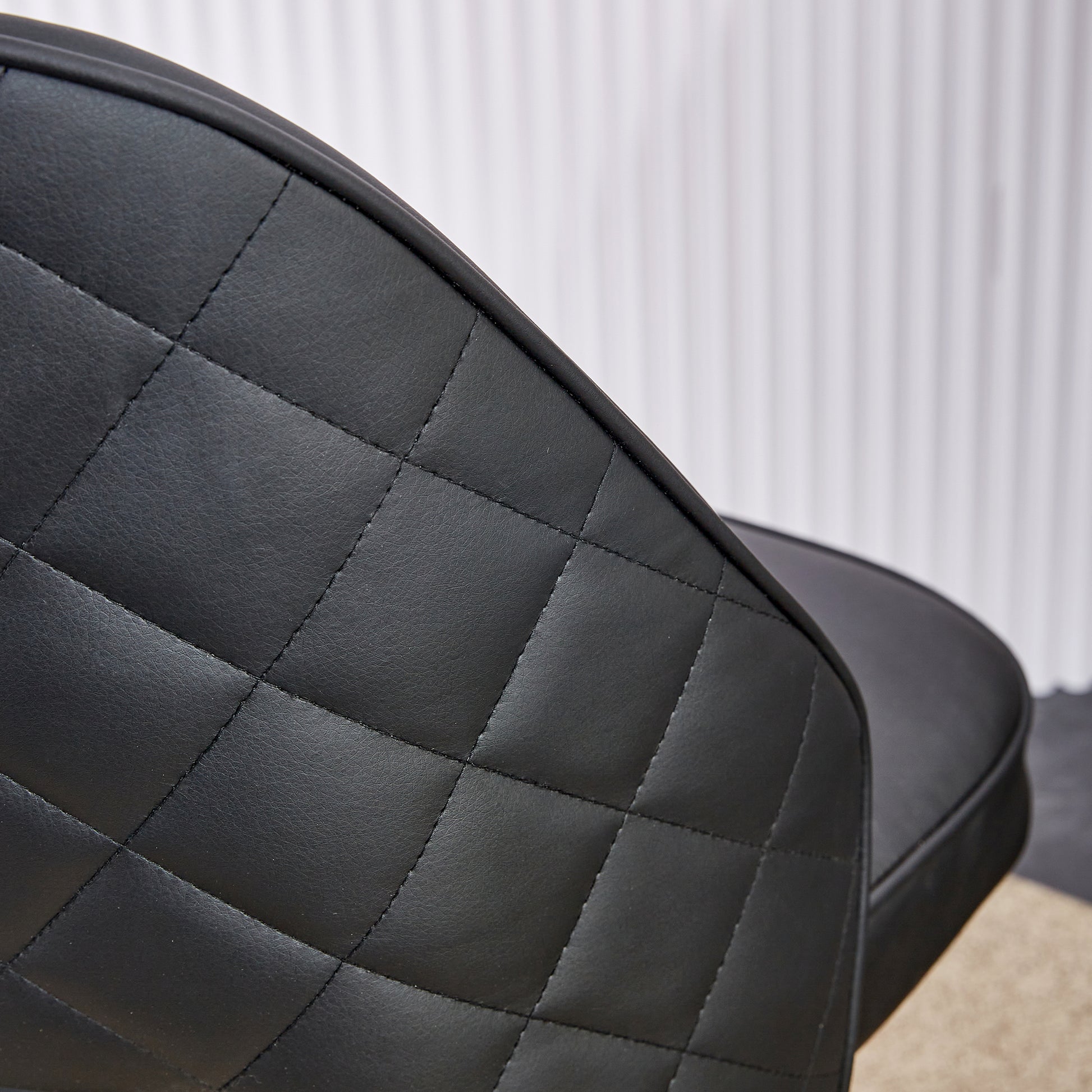 Height Adjustable PU Leather Upholstered Home and Office Swivel Chair- Black_16