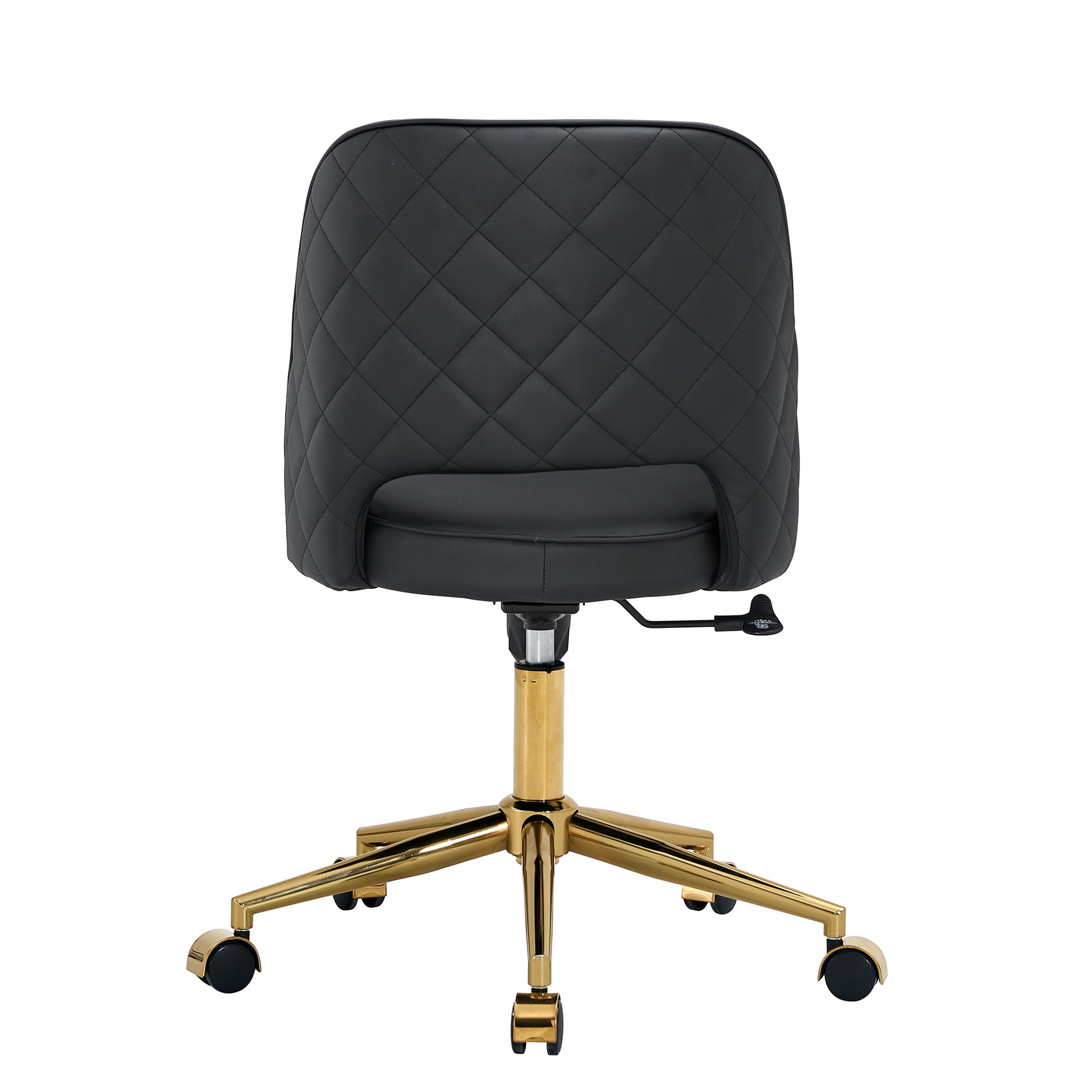 Height Adjustable PU Leather Upholstered Home and Office Swivel Chair- Black_6
