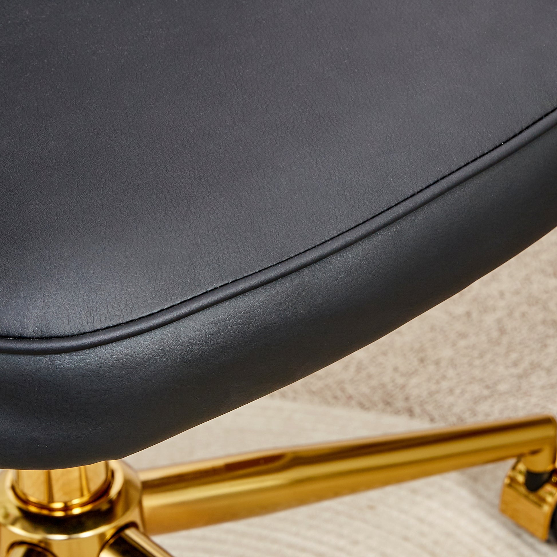 Height Adjustable PU Leather Upholstered Home and Office Swivel Chair- Black_15