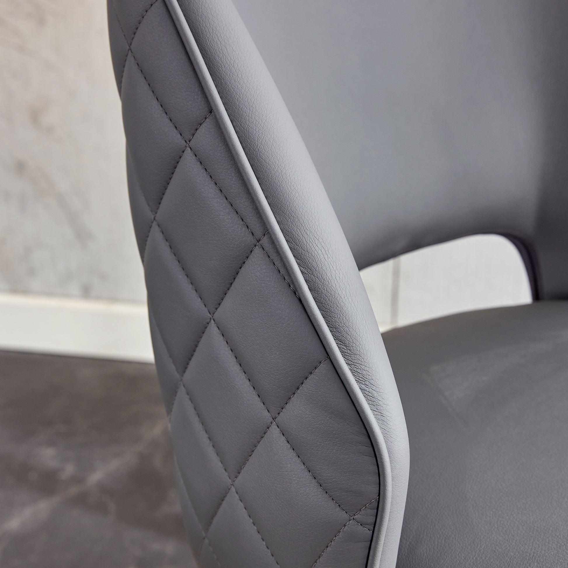 Height Adjustable PU Leather Upholstered Home and Office Swivel Chair- Dark Gray_13
