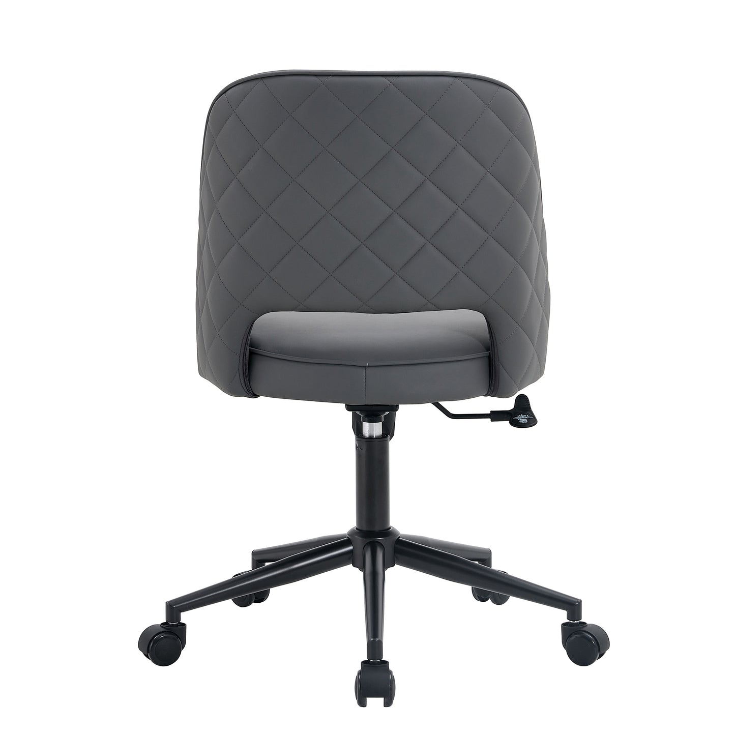 Height Adjustable PU Leather Upholstered Home and Office Swivel Chair- Dark Gray_6
