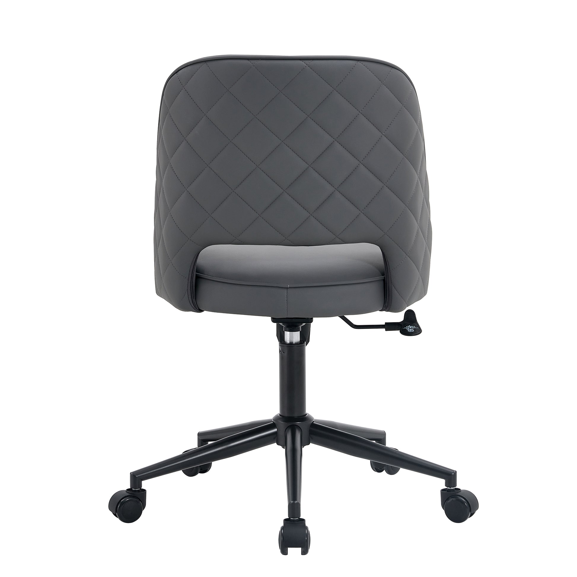 Height Adjustable PU Leather Upholstered Home and Office Swivel Chair- Dark Gray_6