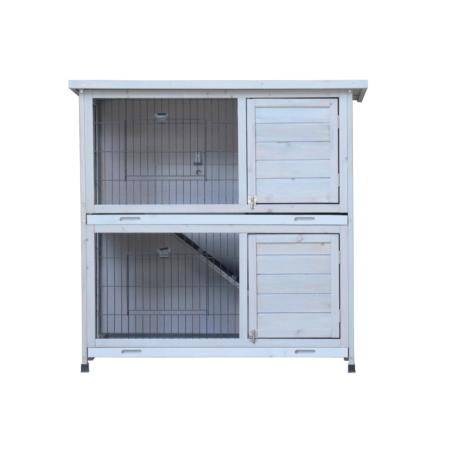 2 Story Rabbit Hutch Extensible Chicken Coop with No Leak Trays Large Running Space_5