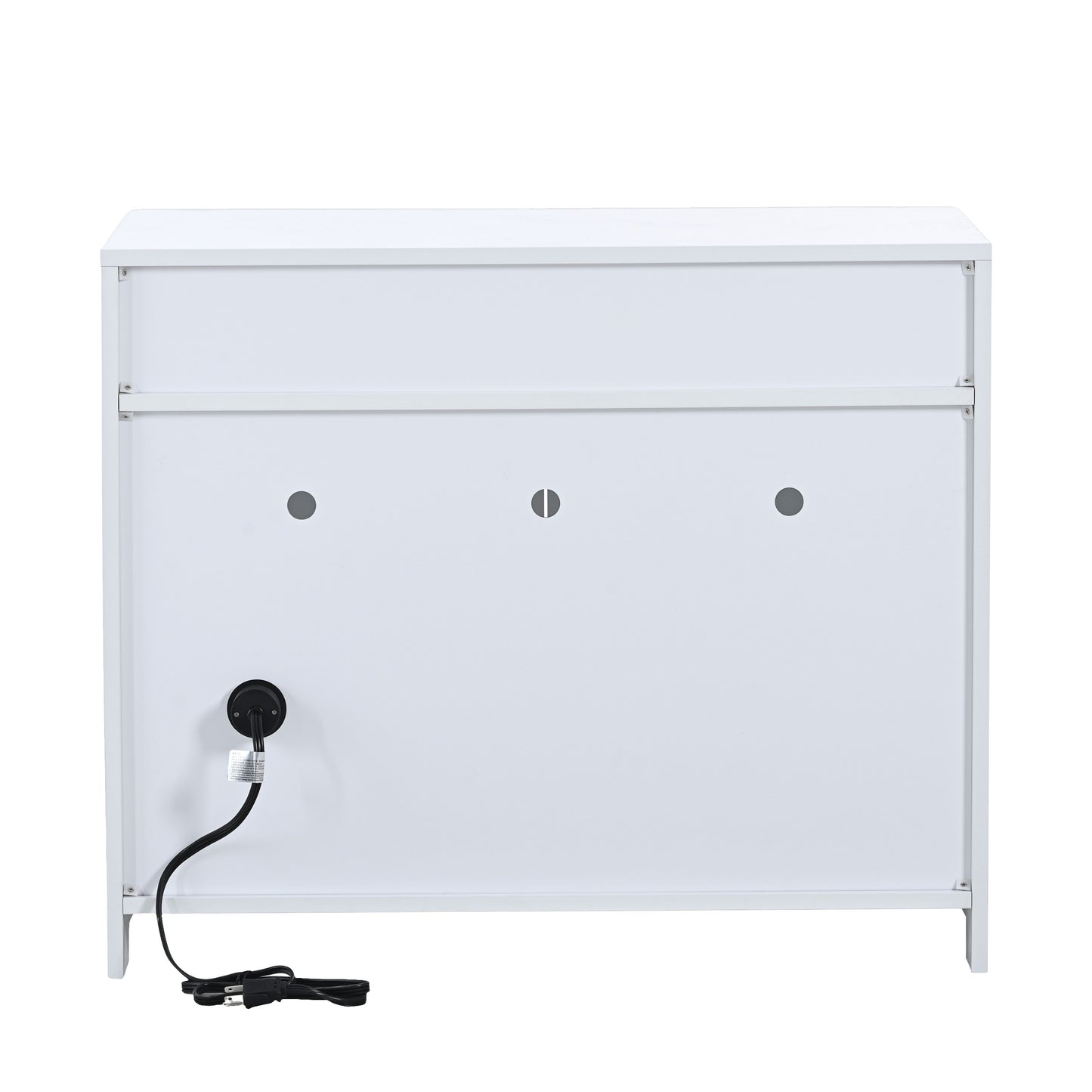 2 Doors Hidden Cat Enclosure Box Furniture Side Table with Hidden Plug- White_18