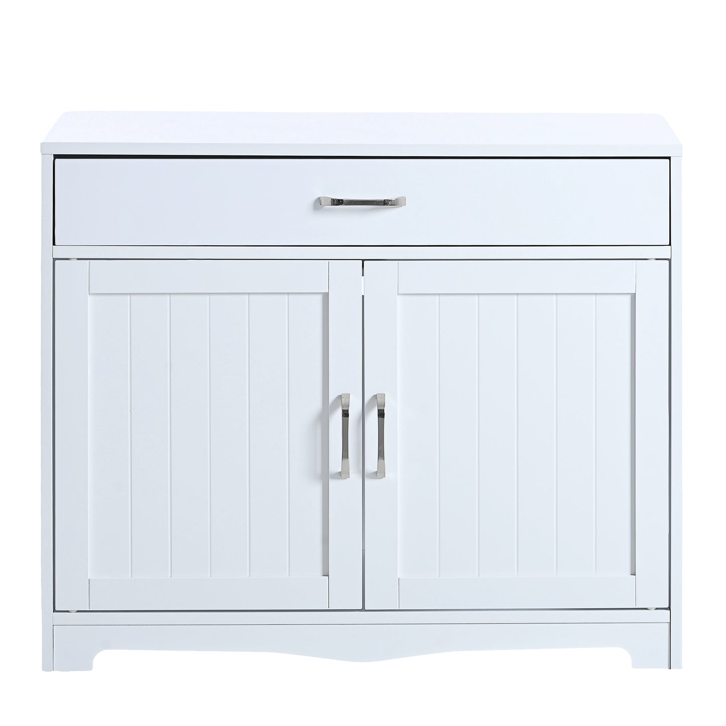 2 Doors Hidden Cat Enclosure Box Furniture Side Table with Hidden Plug- White_5