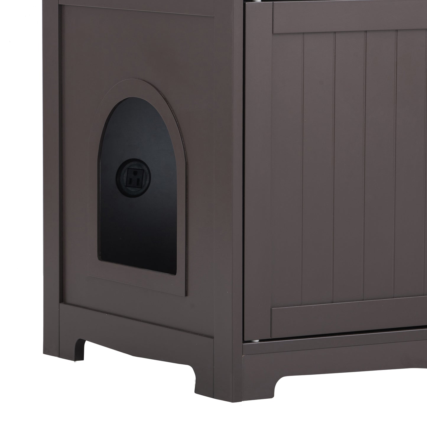 2 Doors Hidden Cat Enclosure Box Furniture Side Table with Hidden Plug- Walnut_23