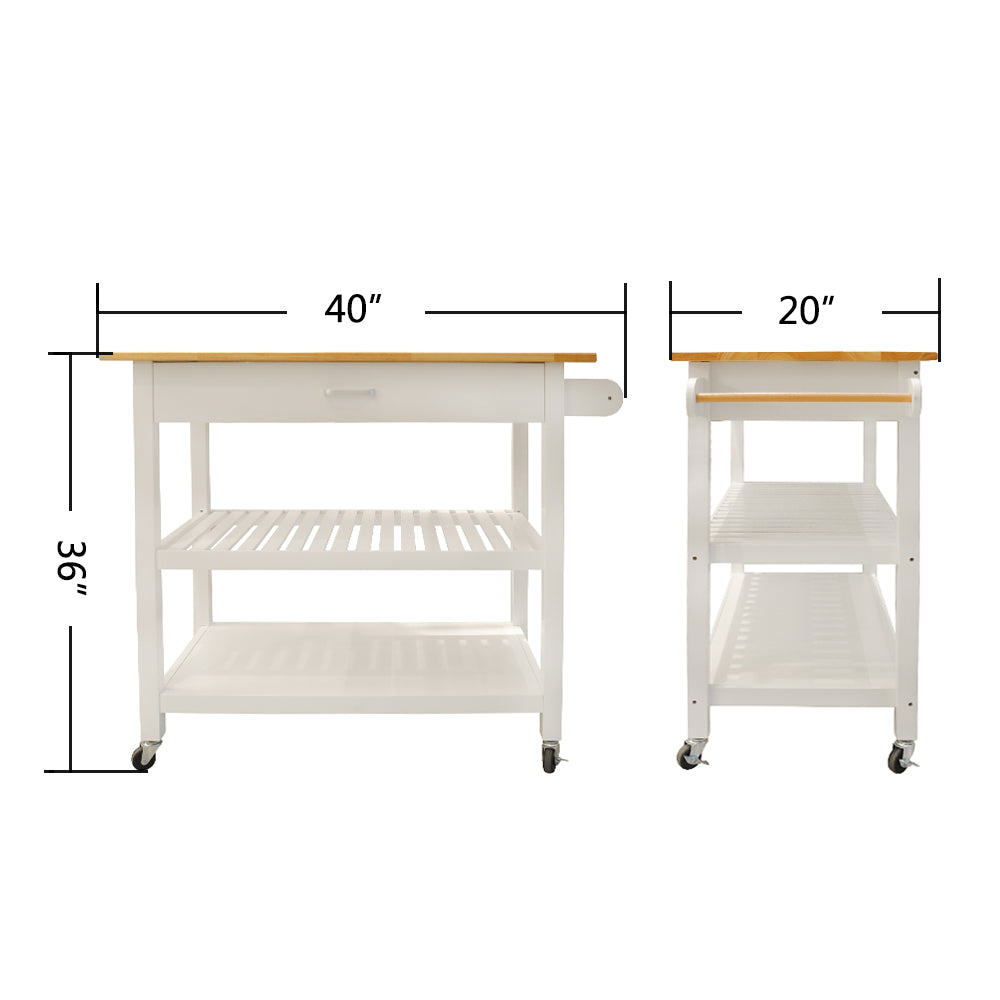 Simple Design Mobile Kitchen Island with Two Lockable Wheels- White_23