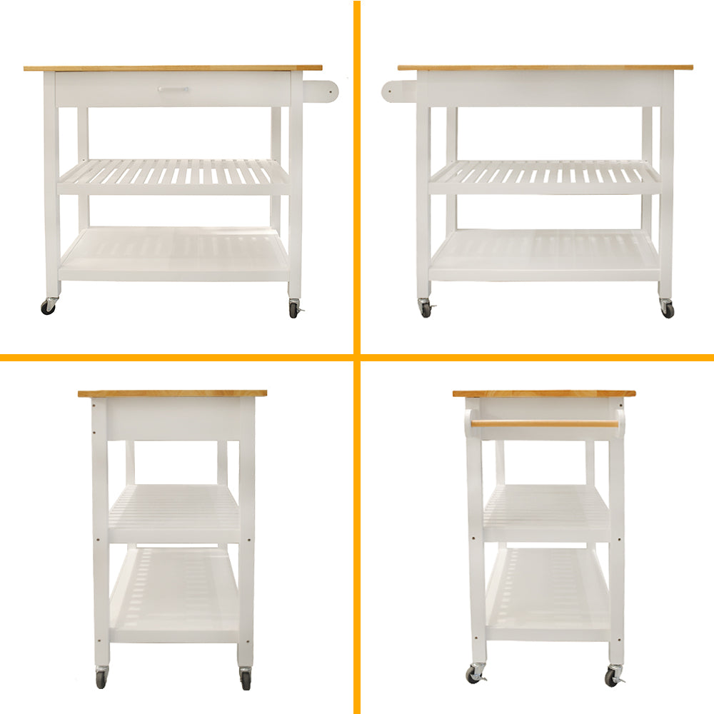 Simple Design Mobile Kitchen Island with Two Lockable Wheels- White_17