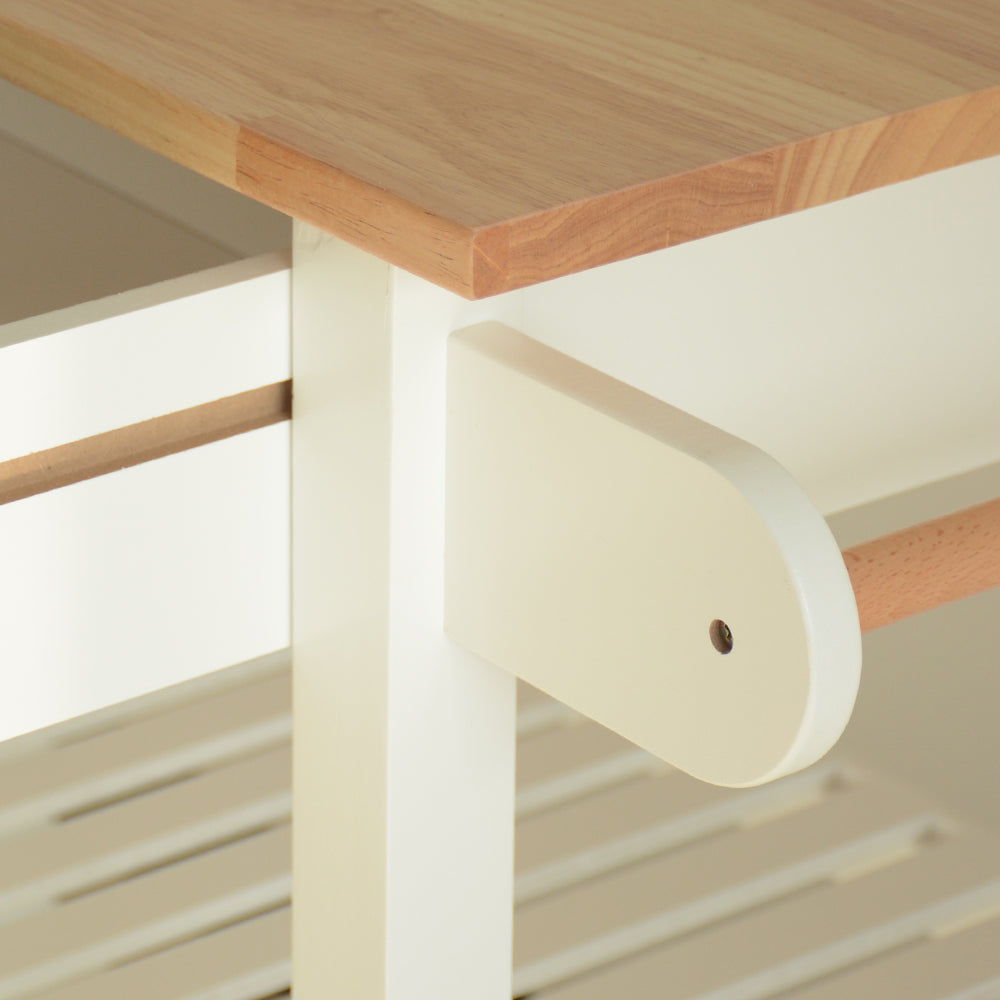 Simple Design Mobile Kitchen Island with Two Lockable Wheels- White_19