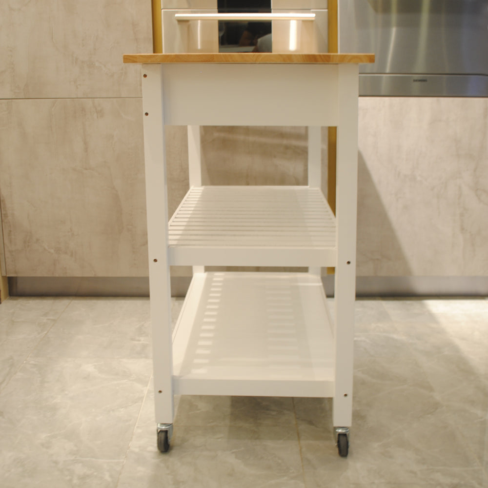 Simple Design Mobile Kitchen Island with Two Lockable Wheels- White_18