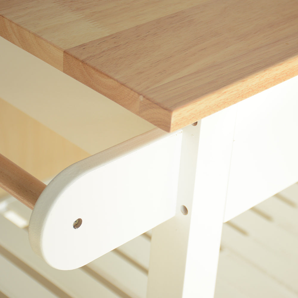 Simple Design Mobile Kitchen Island with Two Lockable Wheels- White_9