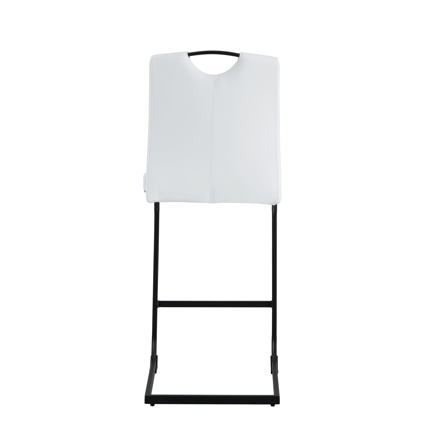 Set of 2 PU Faux Leather Upholstered High Bar Stool Chair with Back Rest- White_17