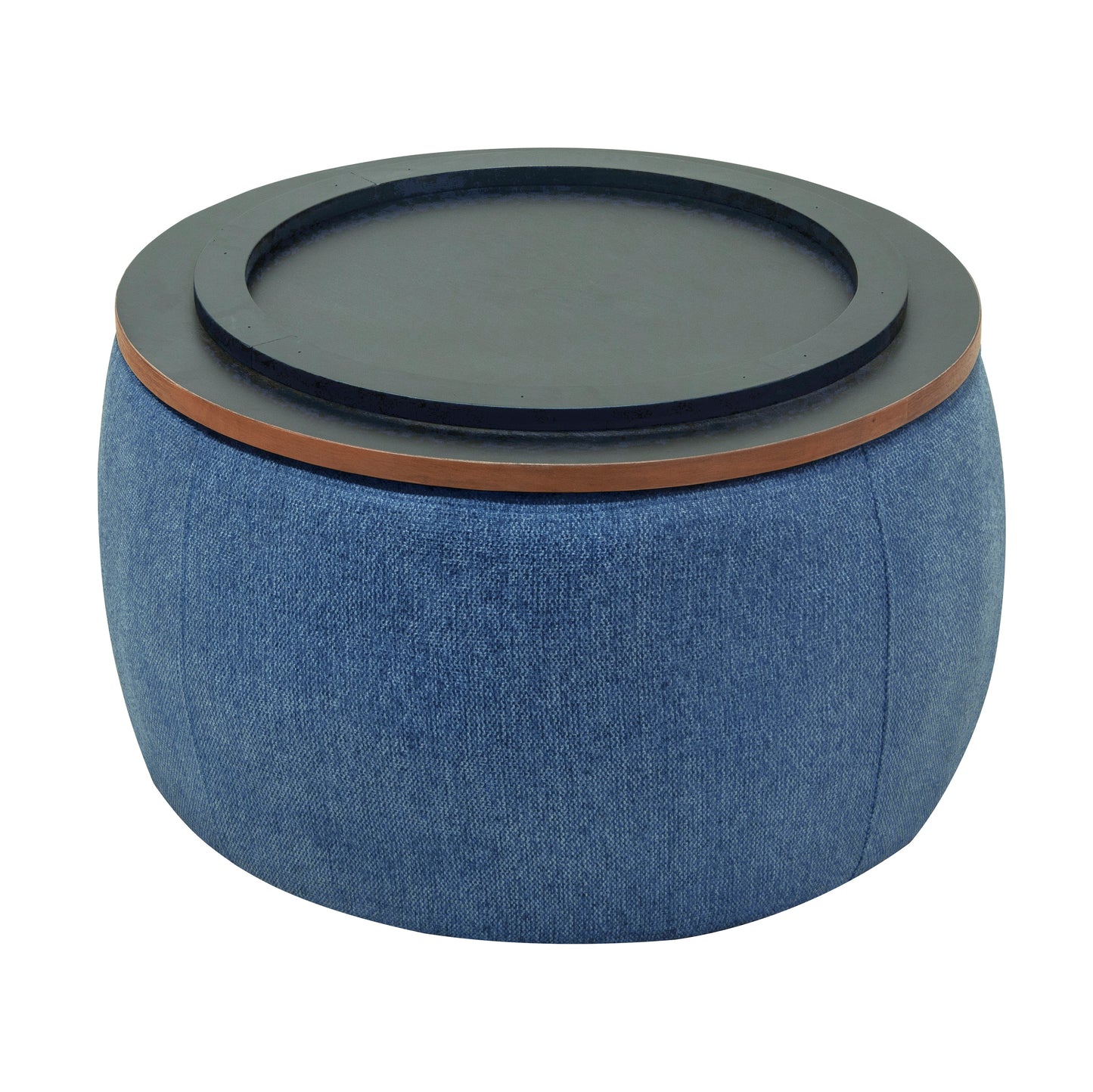 2 in 1 Round Storage Organizer and Foot Stool with Wooden Lid- Navy_8