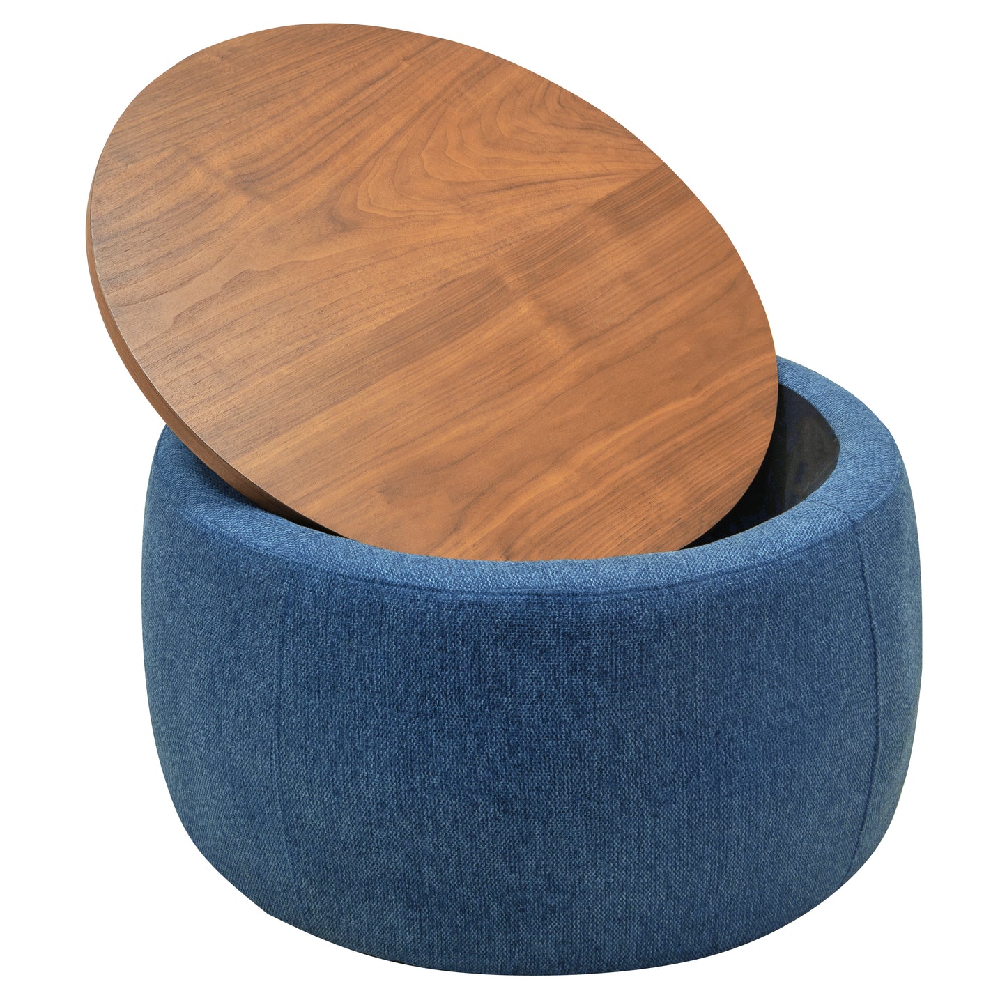 2 in 1 Round Storage Organizer and Foot Stool with Wooden Lid- Navy_7