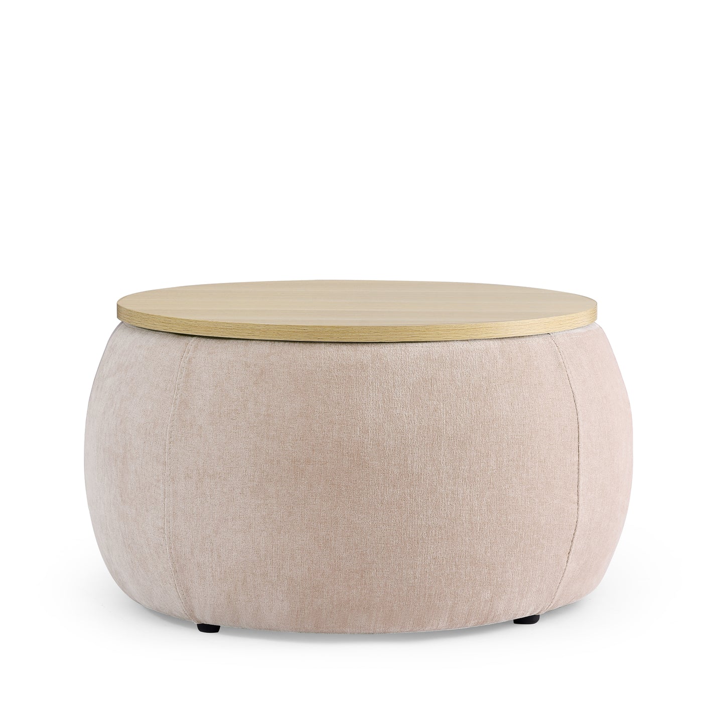 2 in 1 Round Storage Organizer and Foot Stool with Wooden Lid- Pink_9