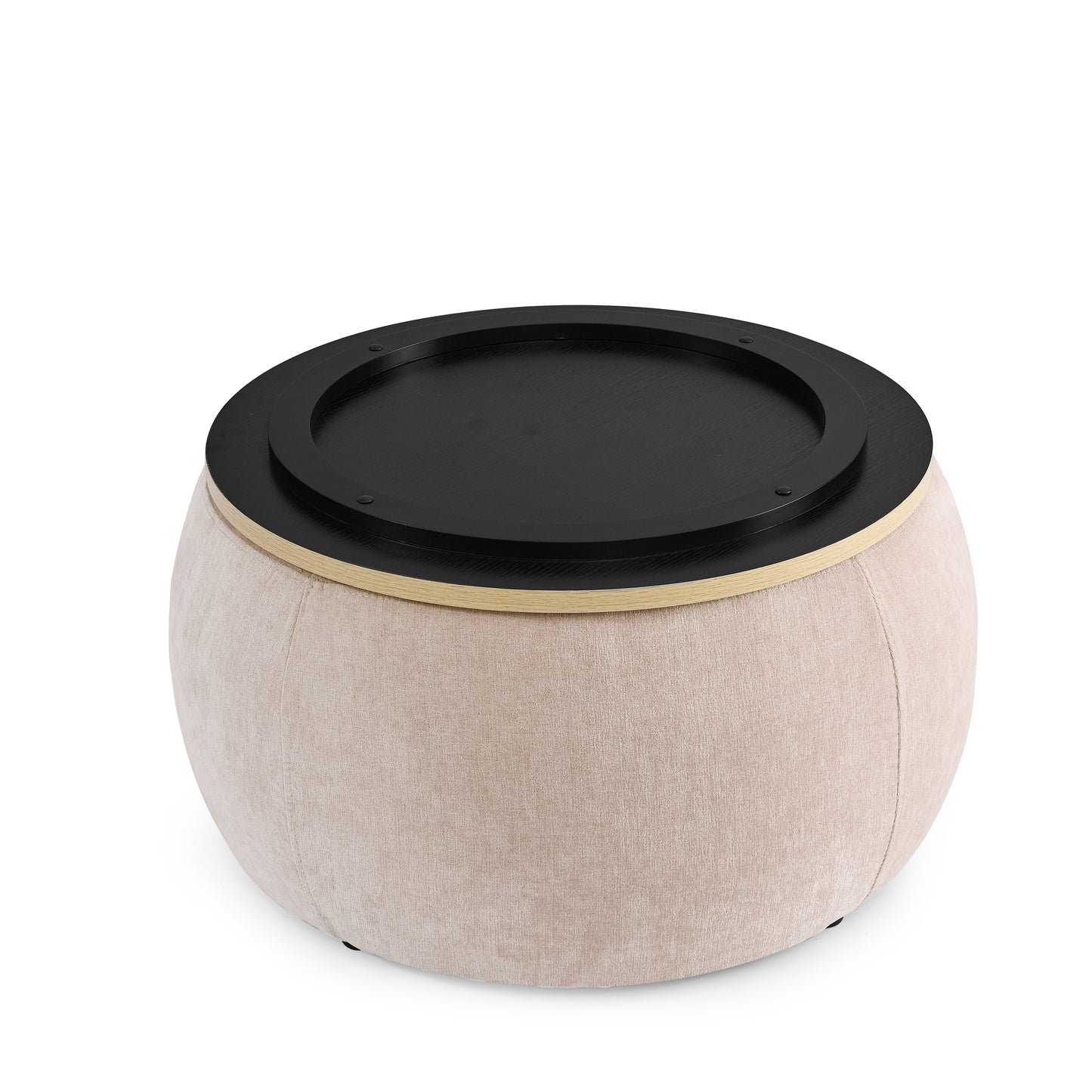 2 in 1 Round Storage Organizer and Foot Stool with Wooden Lid- Pink_11