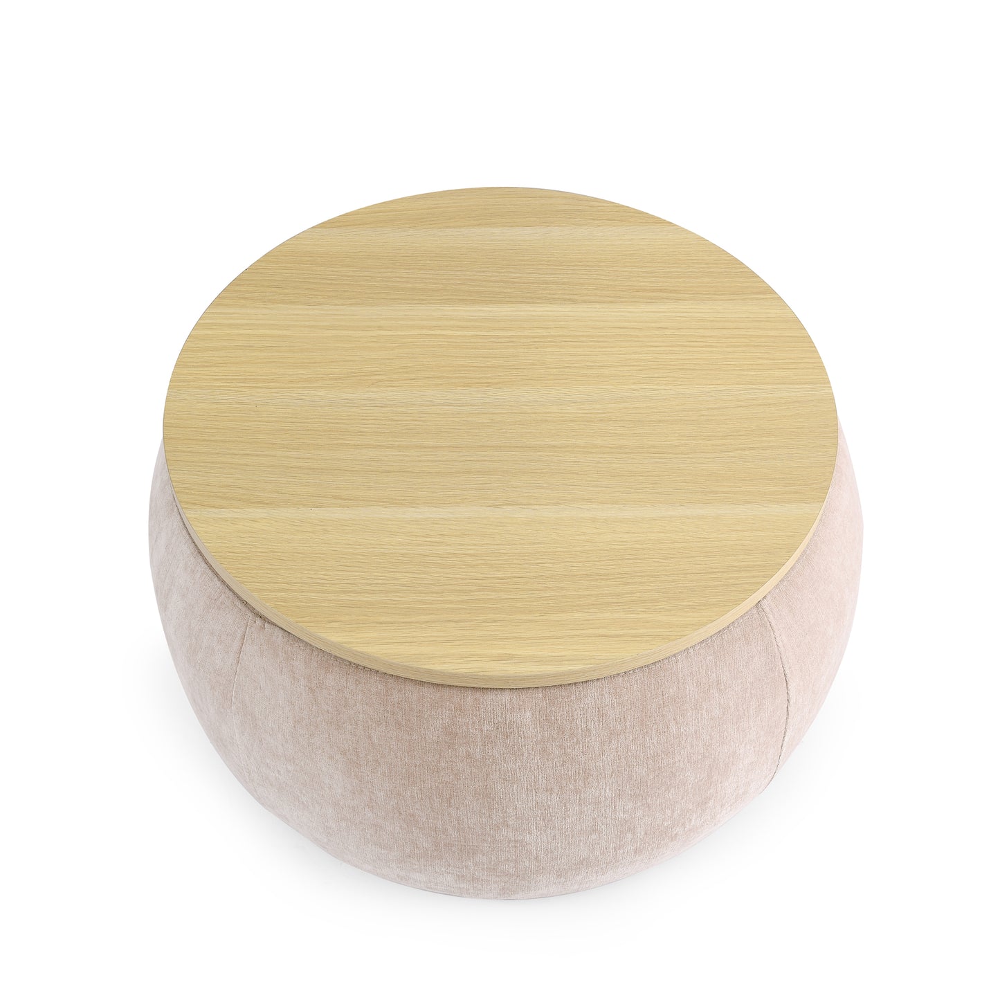 2 in 1 Round Storage Organizer and Foot Stool with Wooden Lid- Pink_10