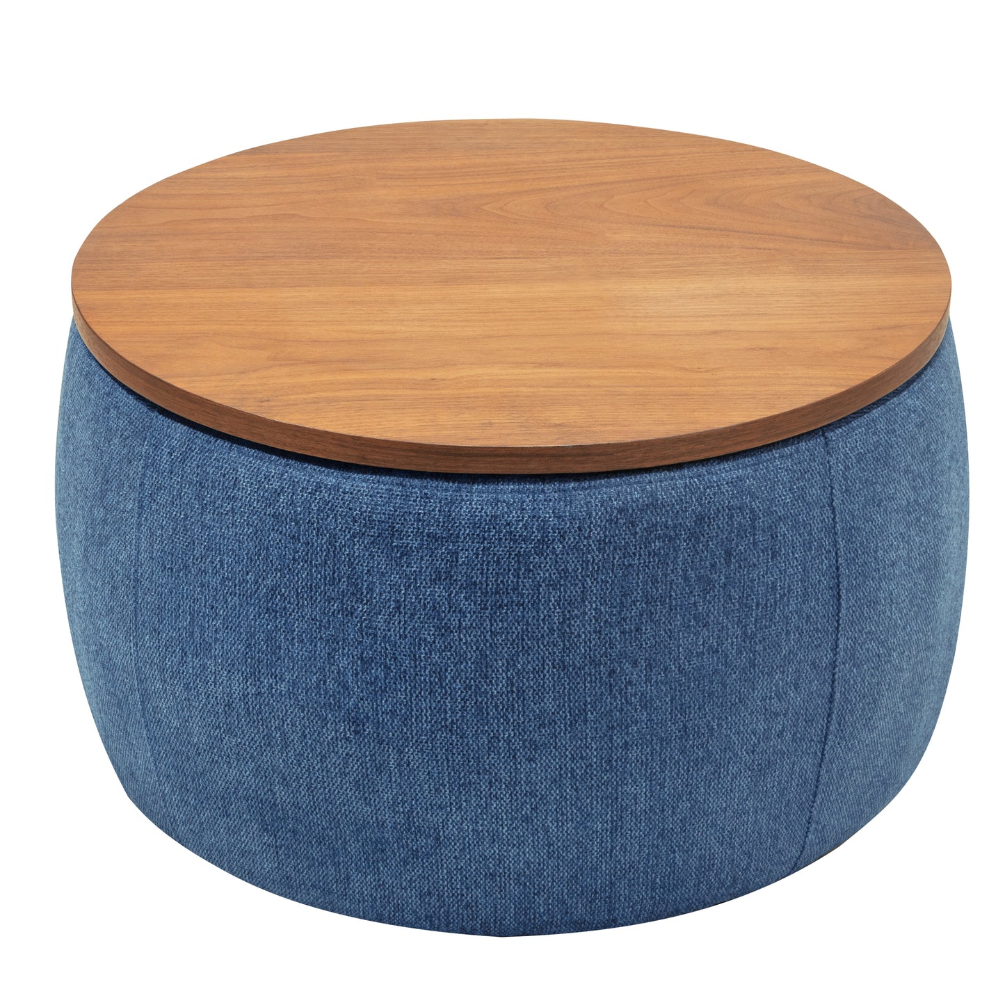 2 in 1 Round Storage Organizer and Foot Stool with Wooden Lid- Navy_9