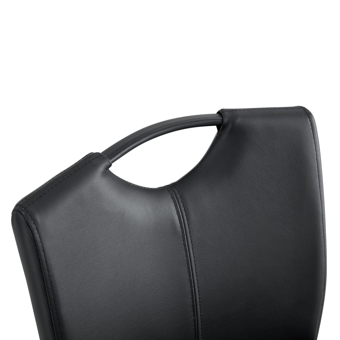 Set of 2 PU Faux Leather Upholstered High Bar Stool Chair with Back Rest- Black_15