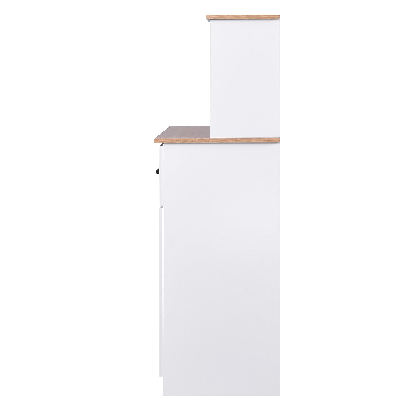 Wooden Kitchen Pantry Storage Microwave Cabinet with Storage Drawer- White_12