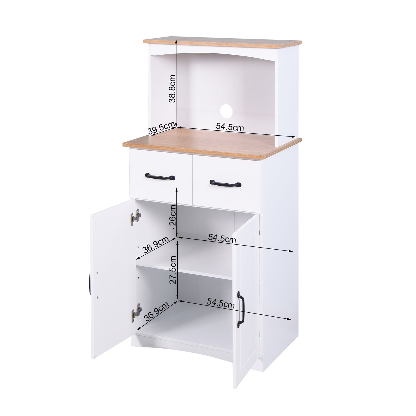 Wooden Kitchen Pantry Storage Microwave Cabinet with Storage Drawer- White_9