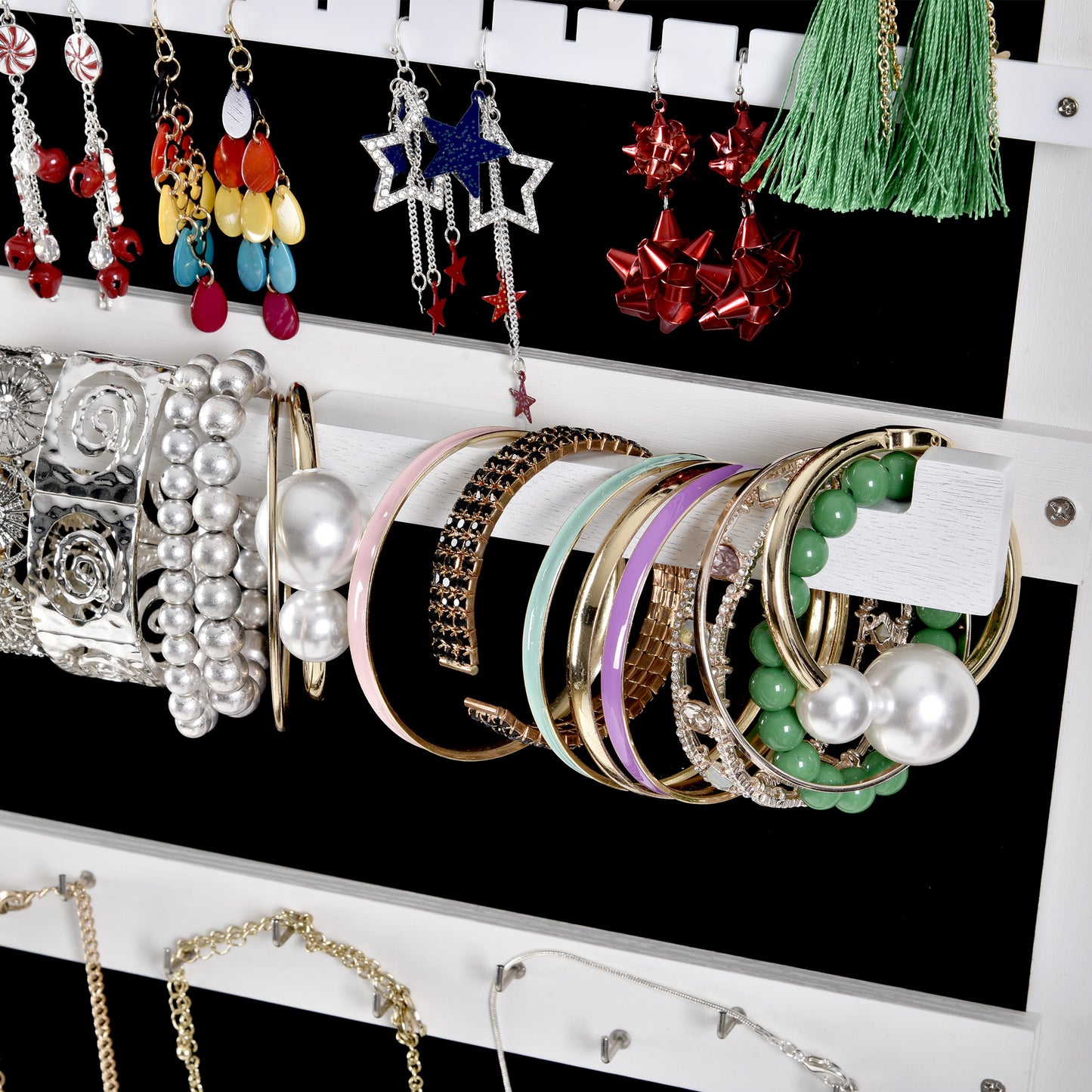 Fashion Simple Jewelry Storage Mirror Cabinet With LED Lights- White_21