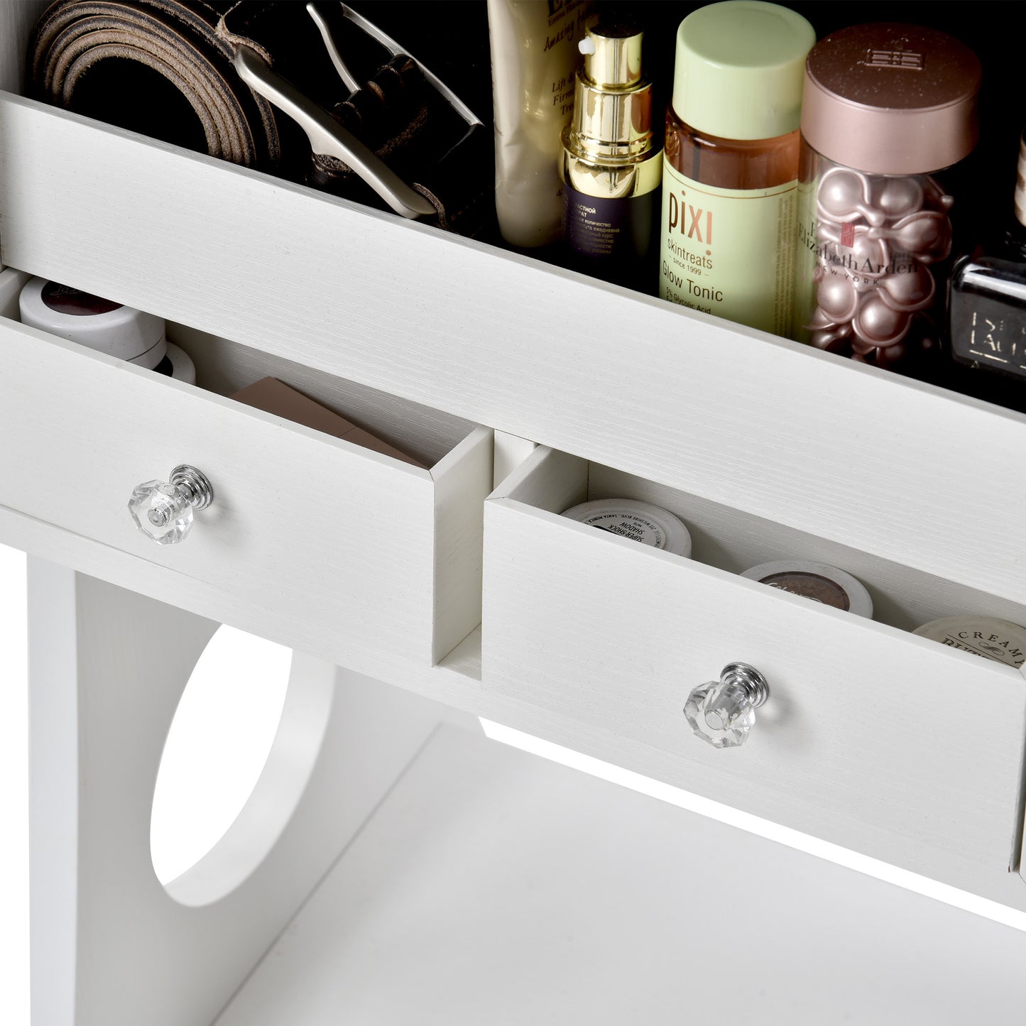 Fashion Simple Jewelry Storage Mirror Cabinet With LED Lights- White_16