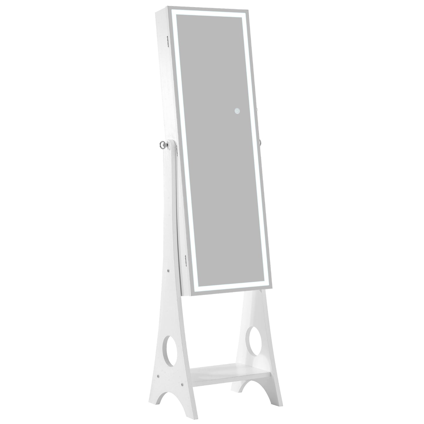 Fashion Simple Jewelry Storage Mirror Cabinet With LED Lights- White_12