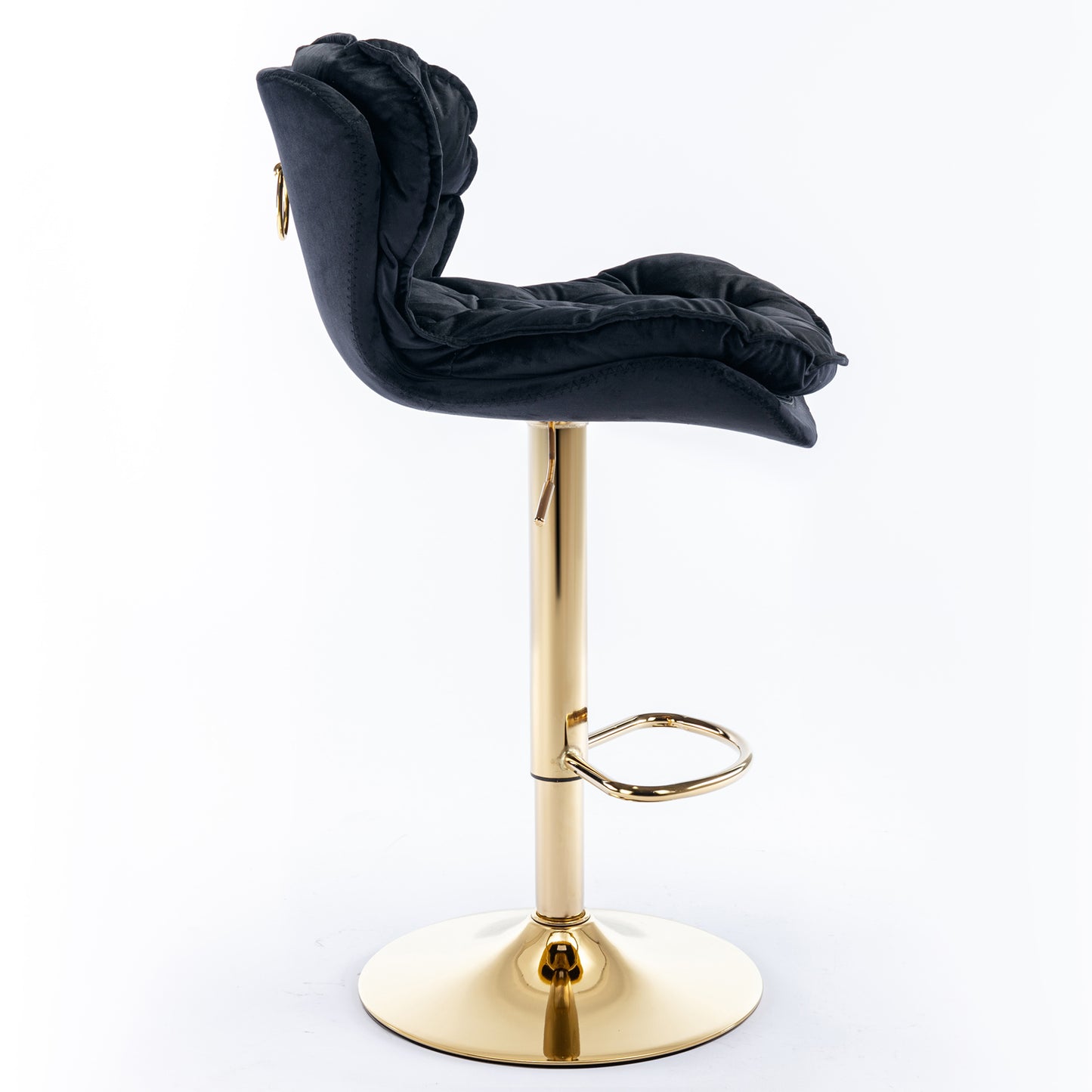 Swivel Bar Stools Set of 2 Counter Height Adjustable Velvet Upholstery- Black_4