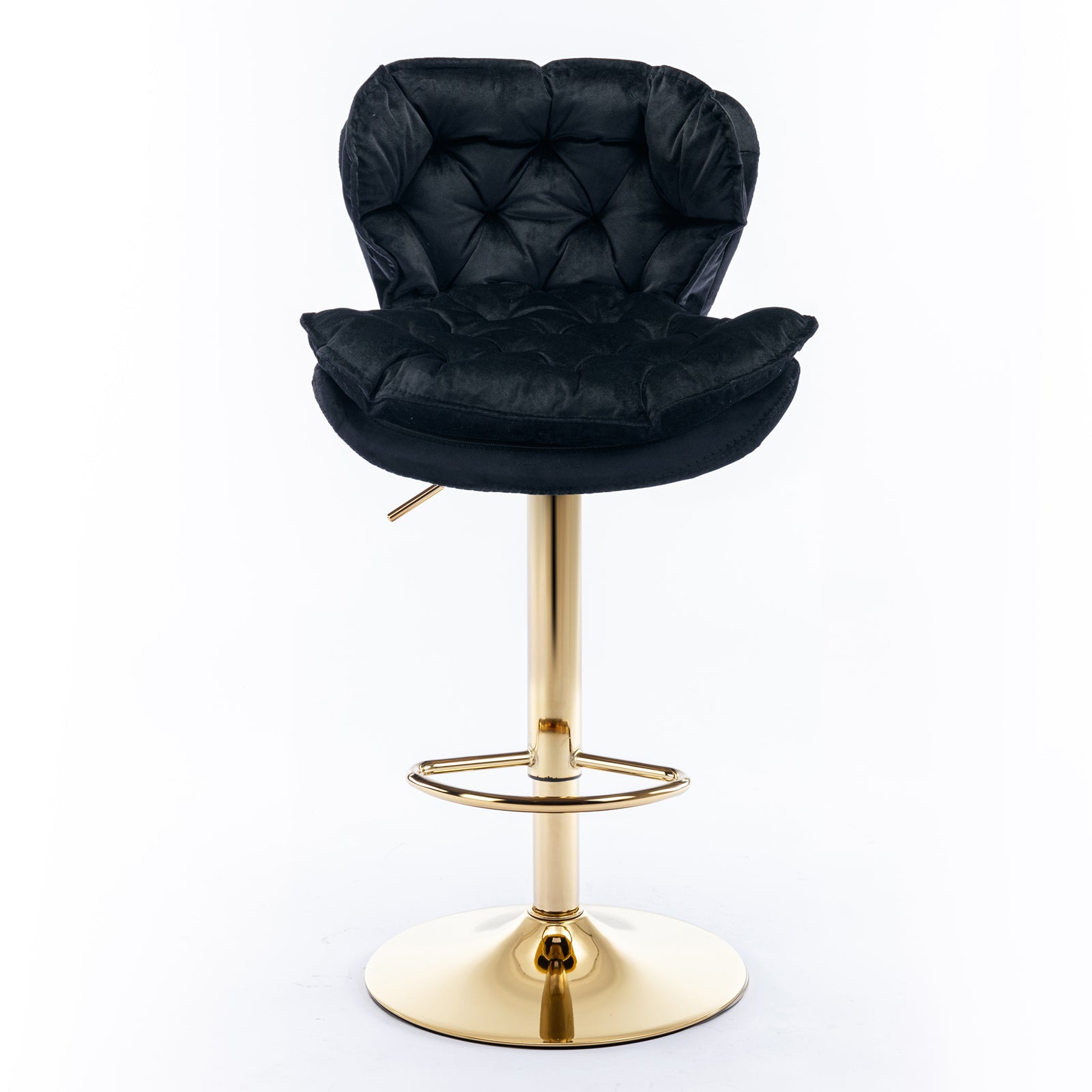 Swivel Bar Stools Set of 2 Counter Height Adjustable Velvet Upholstery- Black_2