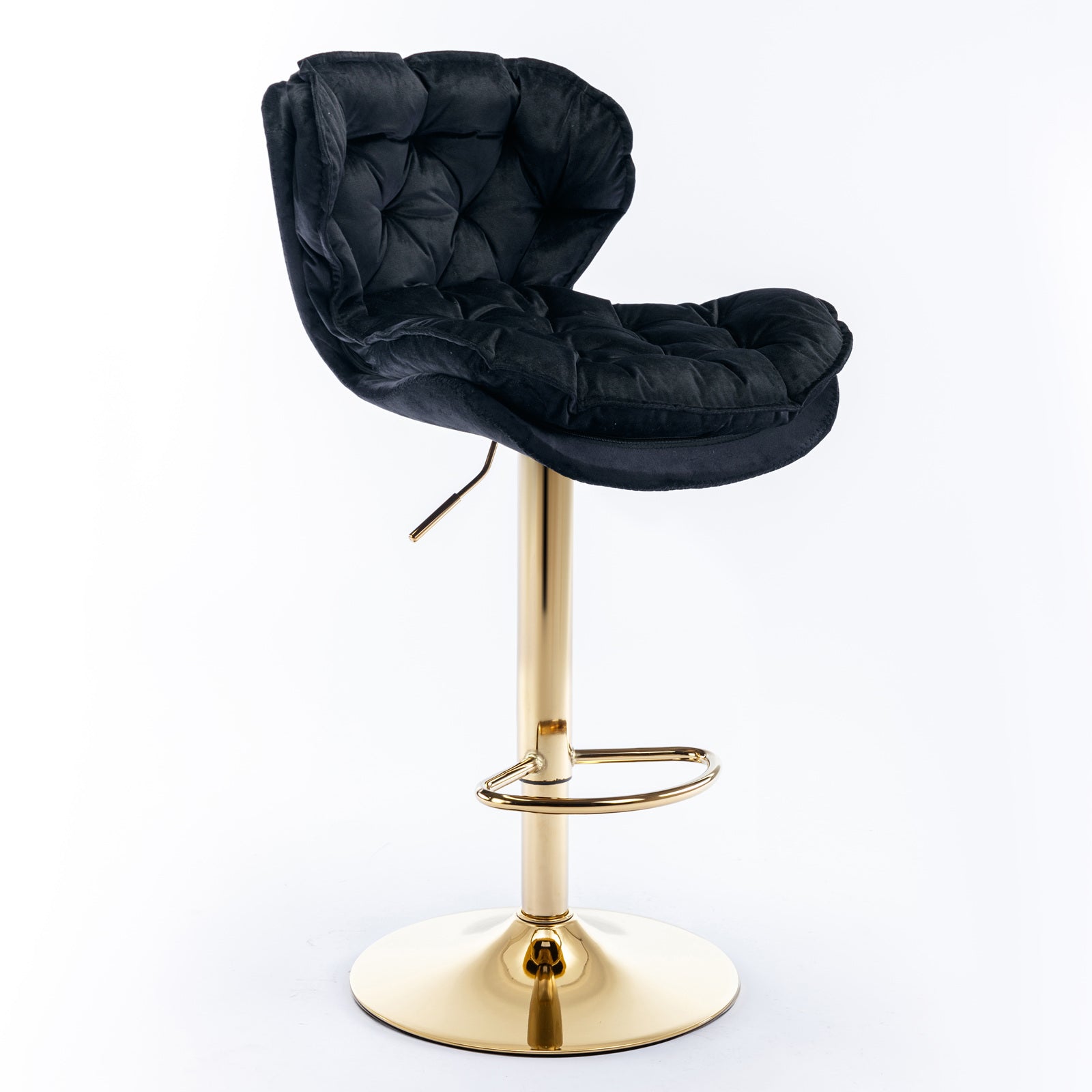 Swivel Bar Stools Set of 2 Counter Height Adjustable Velvet Upholstery- Black_3