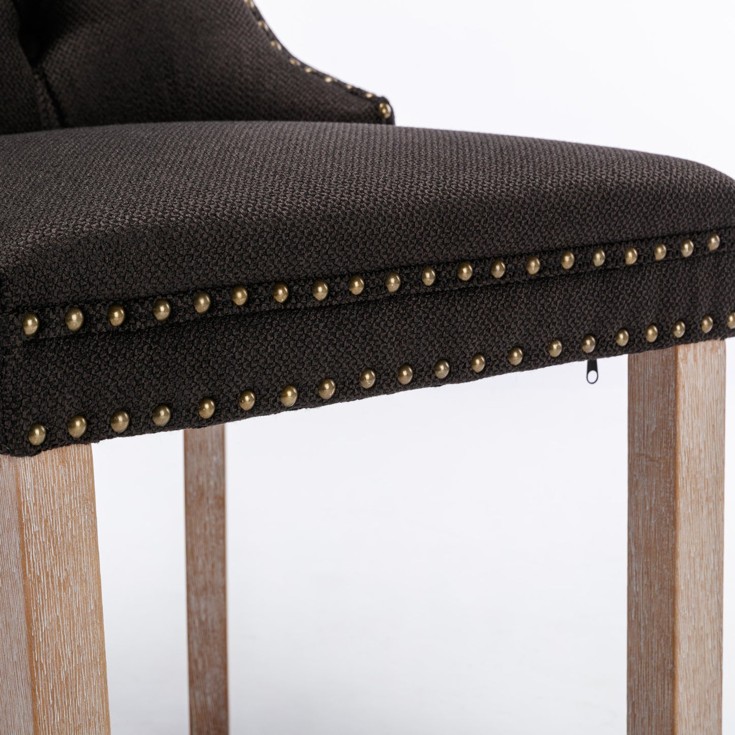 2 pcs Solid Wood High-End Tufted Contemporary Linen Chair with Wooden Legs- Black_18