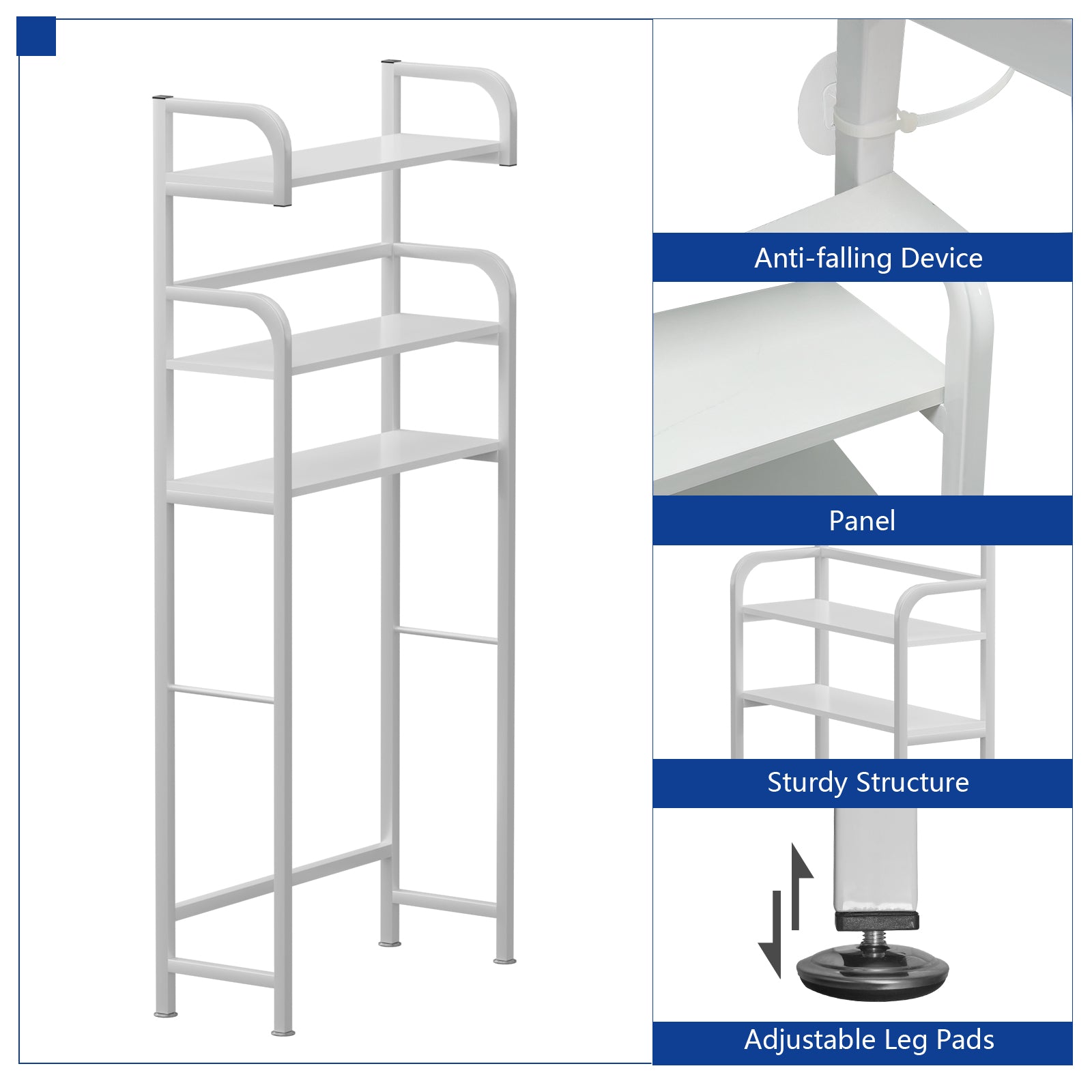 Over the Toilet Bathroom Storage Shelf Small Space Organizer- Cream White_9