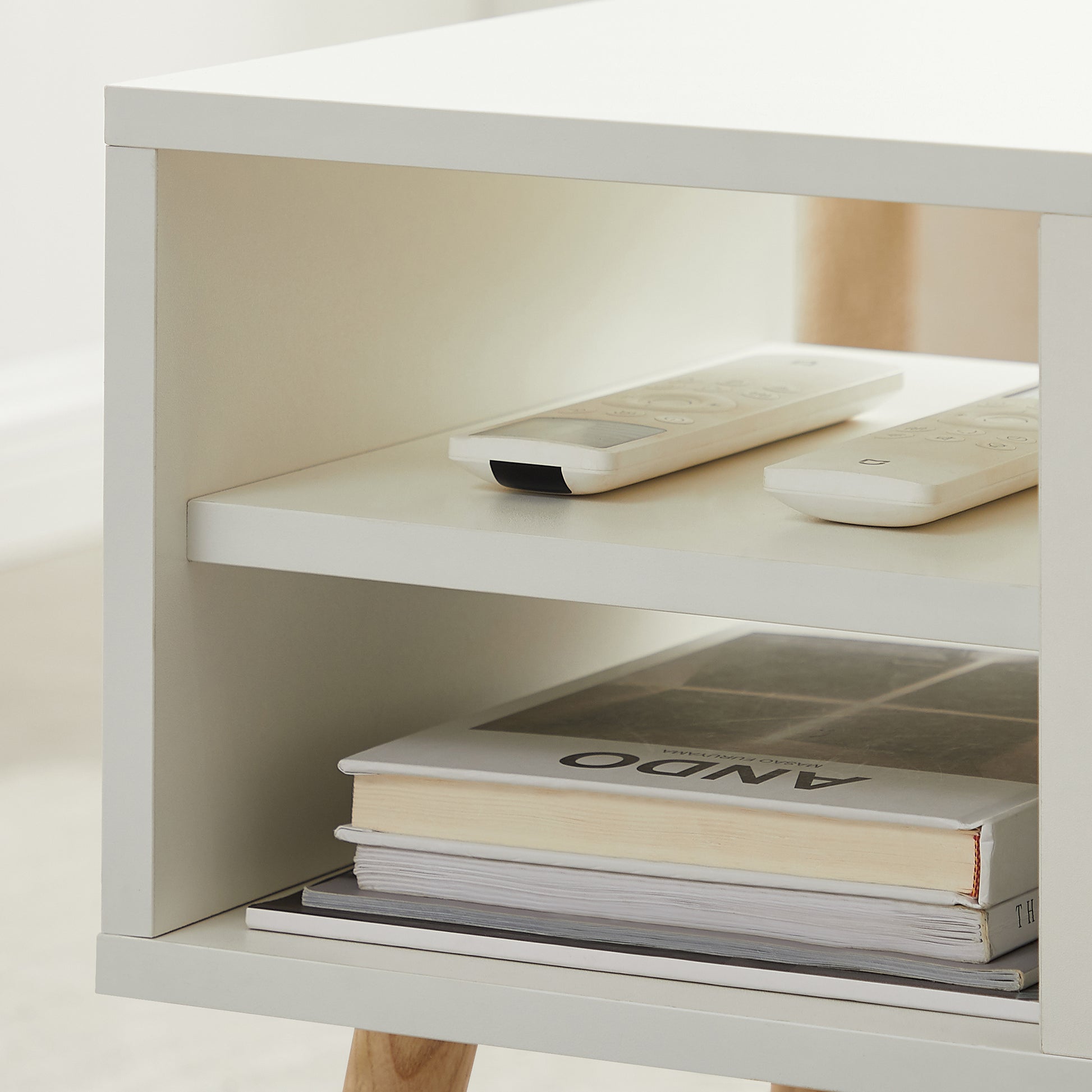 Lifting Top Living Room Coffee Table and Hidden Storage Cabinet- Matte White_9