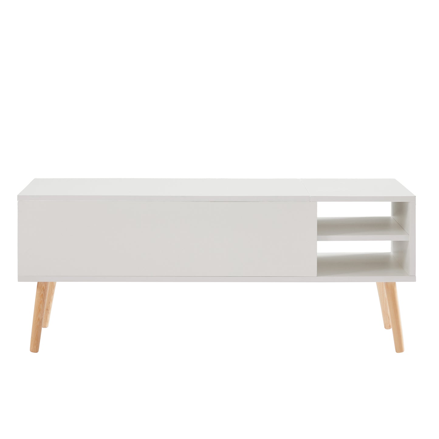 Lifting Top Living Room Coffee Table and Hidden Storage Cabinet- Matte White_14