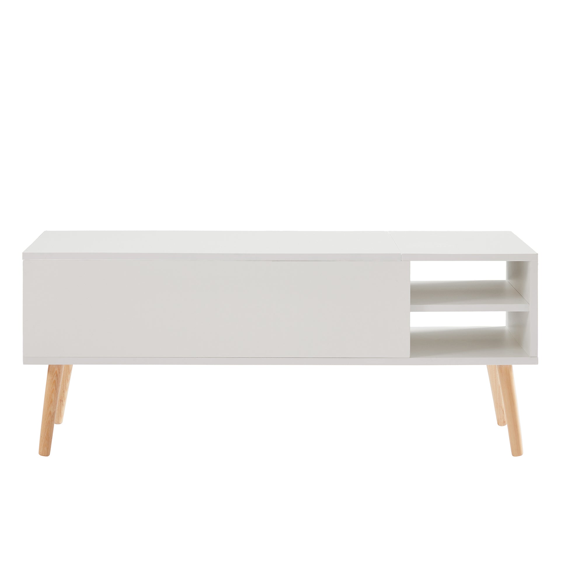 Lifting Top Living Room Coffee Table and Hidden Storage Cabinet- Matte White_14