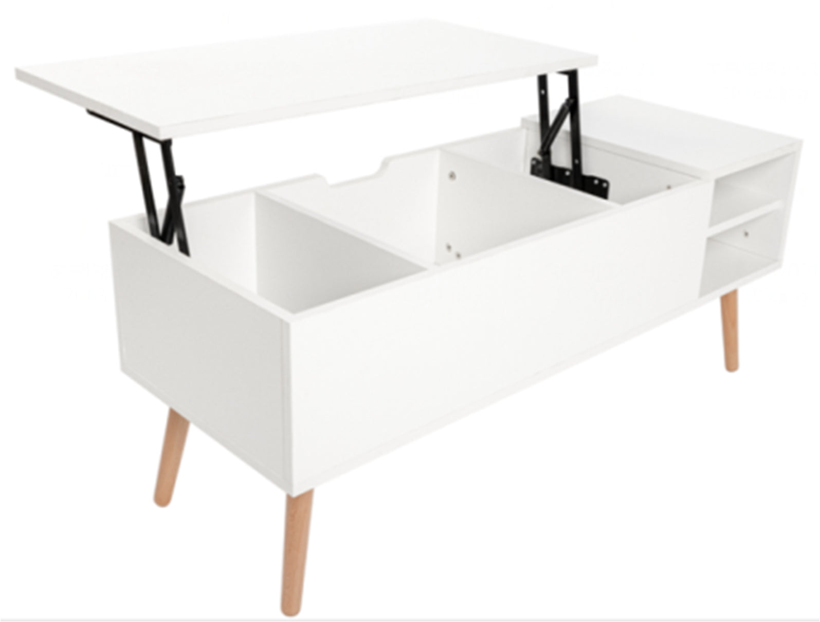 Lifting Top Living Room Coffee Table and Hidden Storage Cabinet- Matte White_15