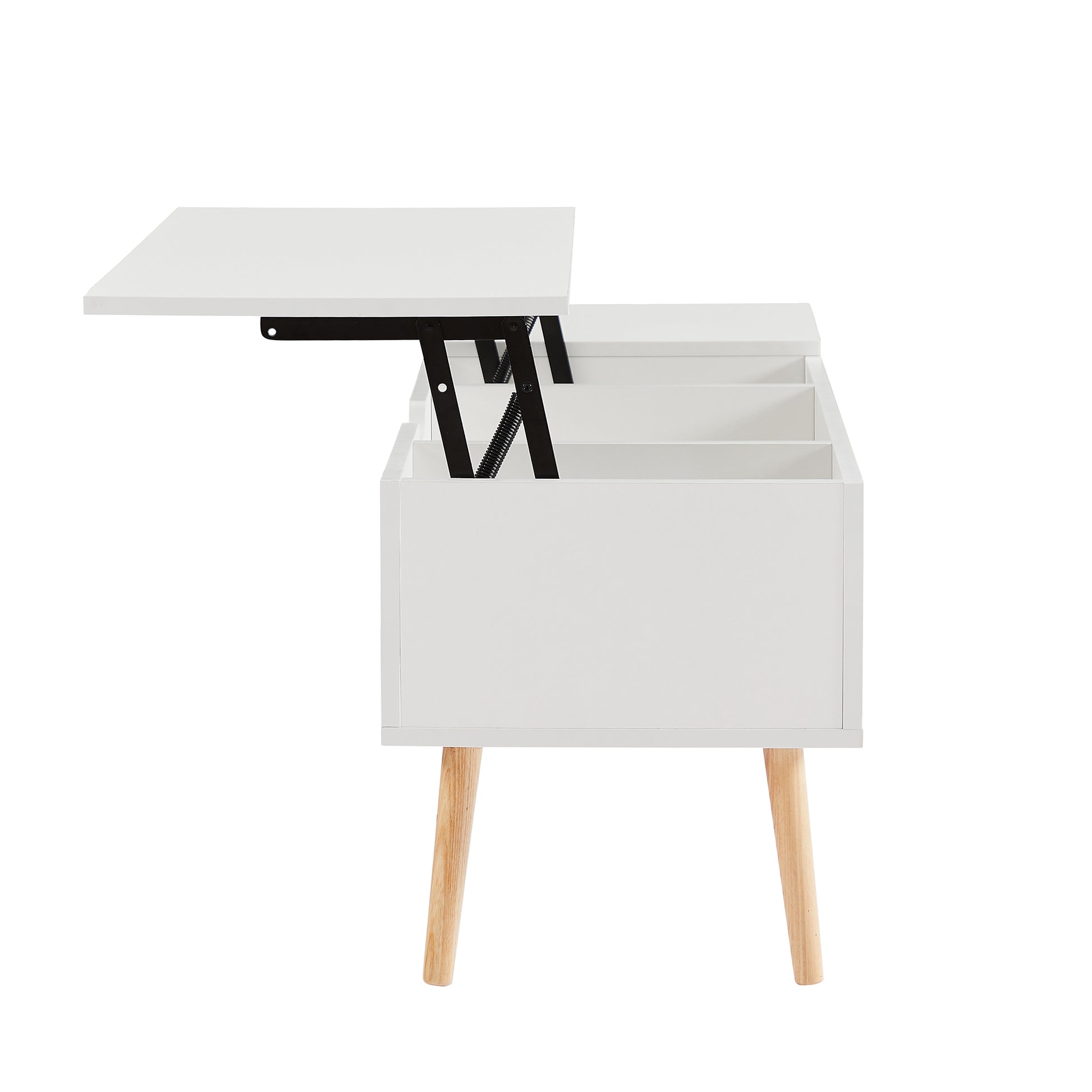 Lifting Top Living Room Coffee Table and Hidden Storage Cabinet- Matte White_11