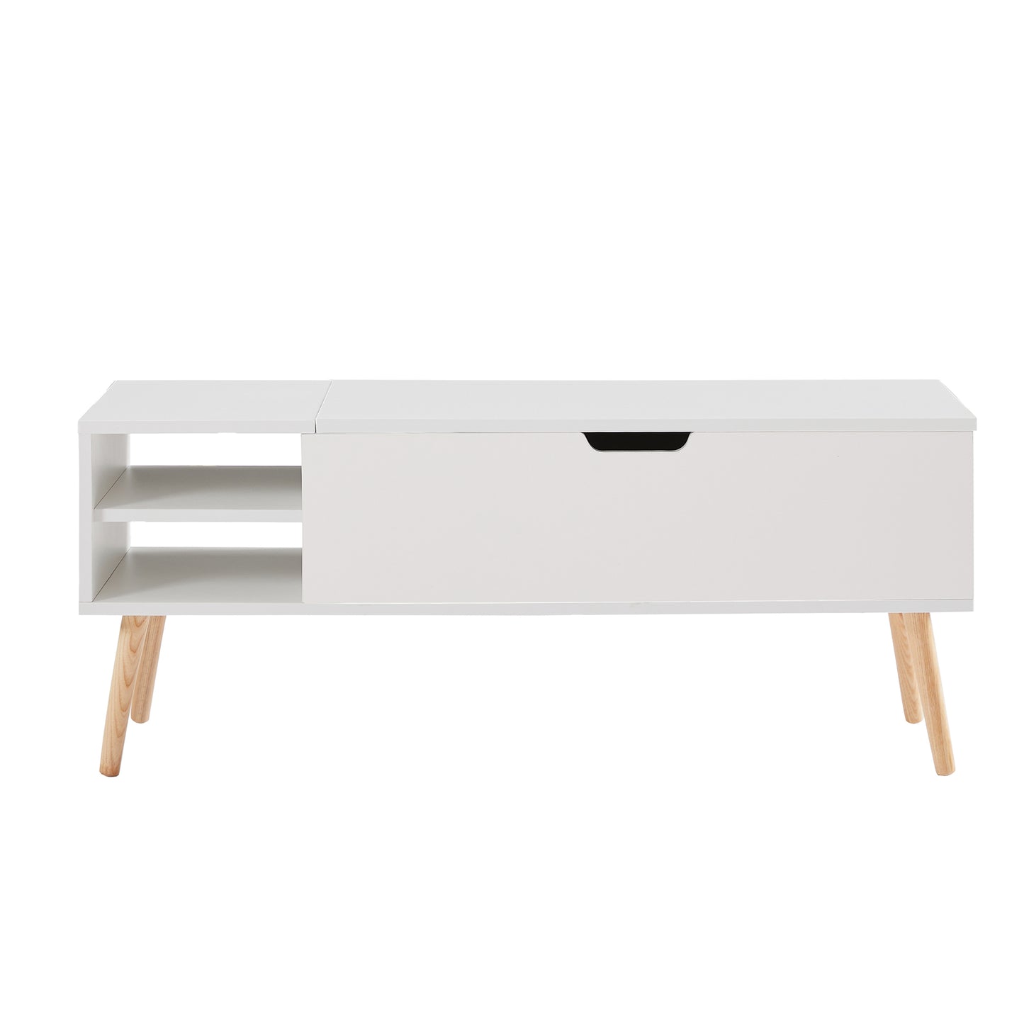 Lifting Top Living Room Coffee Table and Hidden Storage Cabinet- Matte White_12