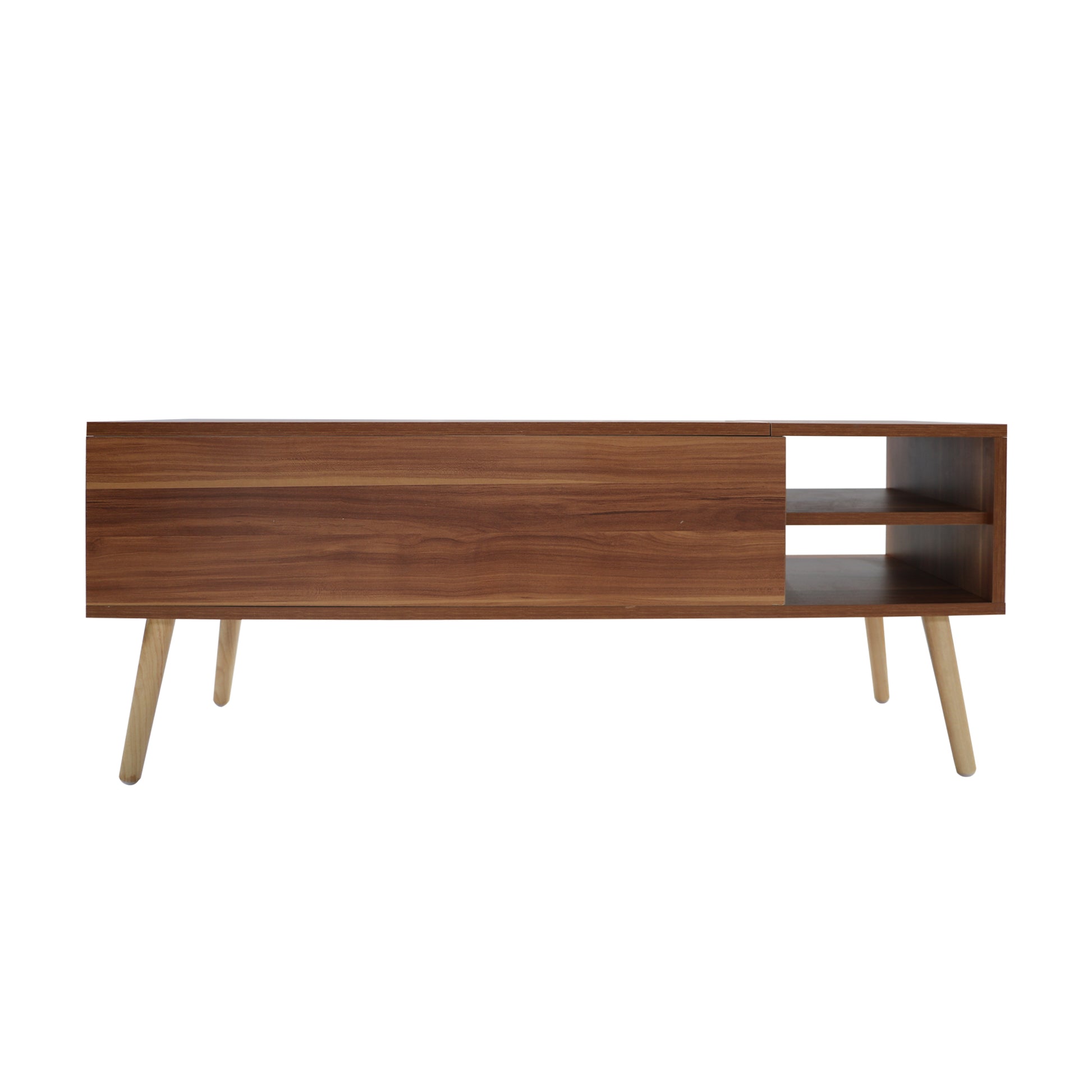 Lifting Top Living Room Coffee Table and Hidden Storage Cabinet- Brown+Beige_14