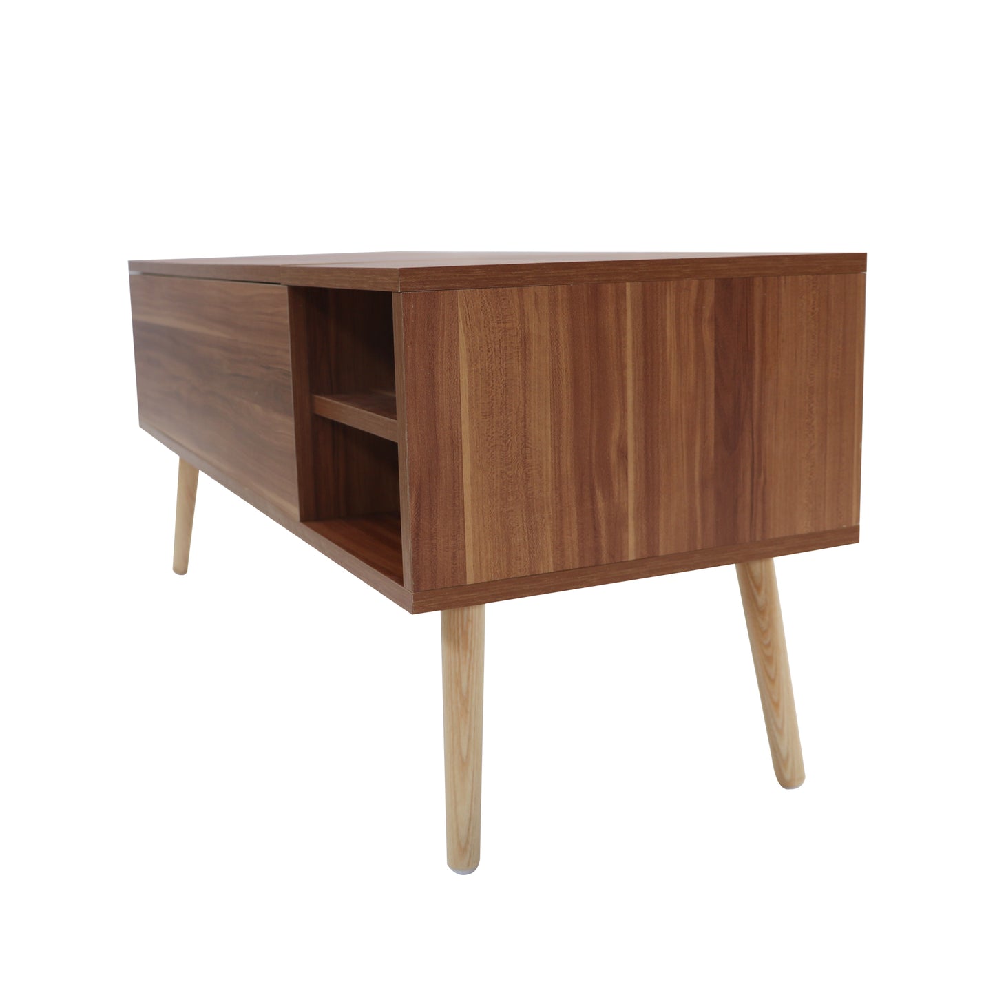 Lifting Top Living Room Coffee Table and Hidden Storage Cabinet- Brown+Beige_10