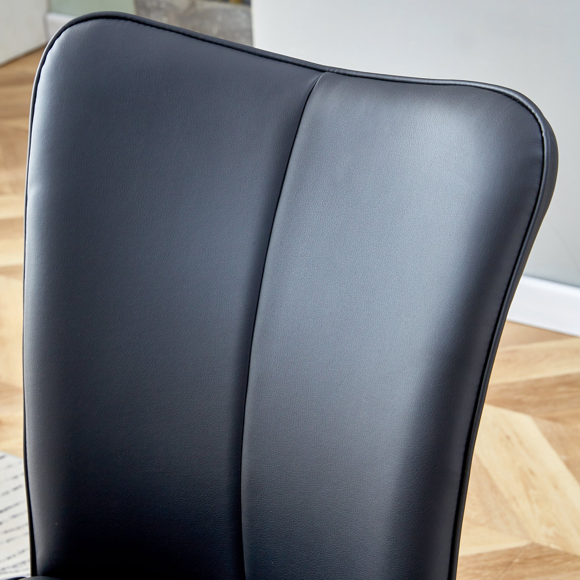 Simple Design PU Leather Upholstered Modern Kitchen Dining Chair- Black_8