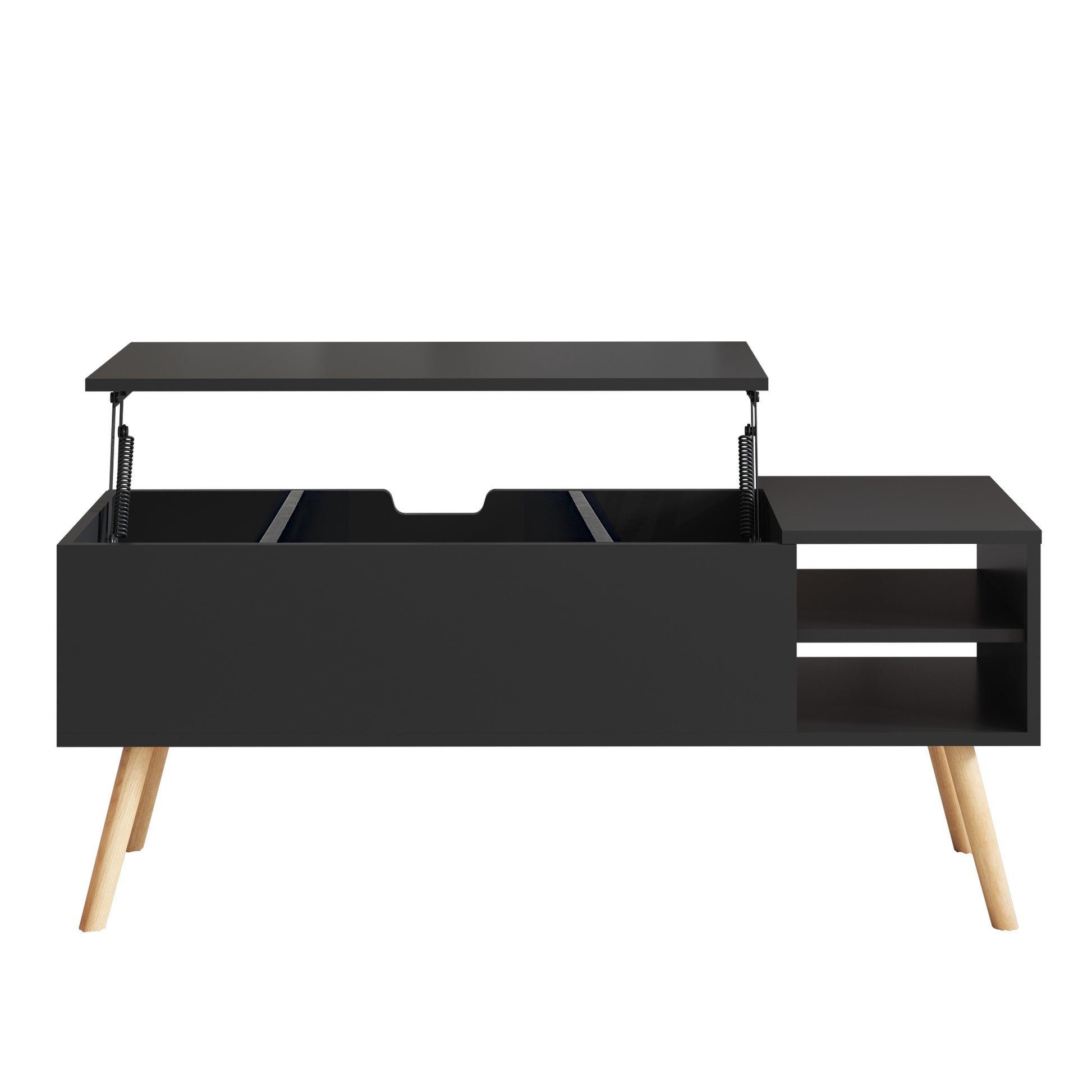 Lifting Top Living Room Coffee Table and Hidden Storage Cabinet- Antique Black_9