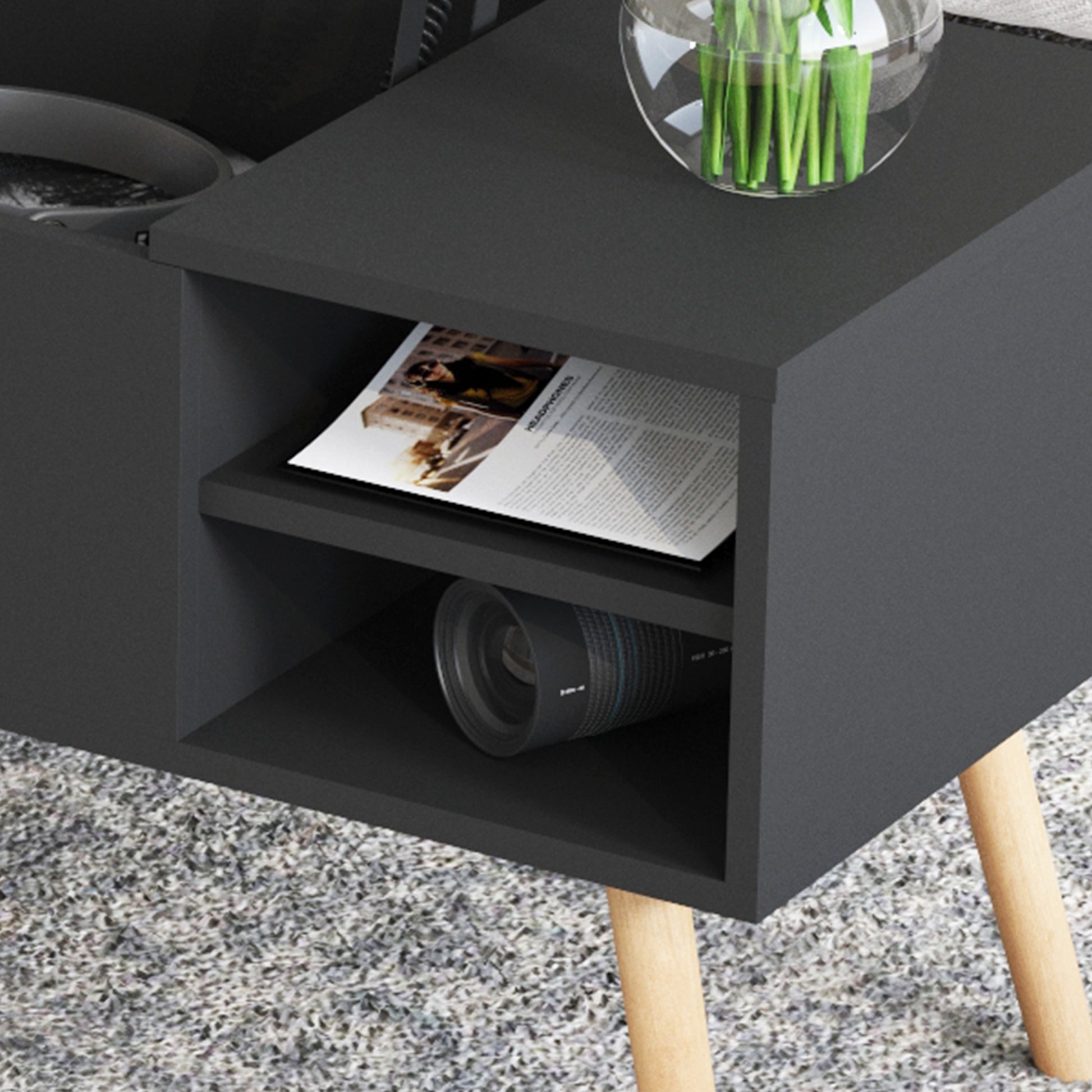 Lifting Top Living Room Coffee Table and Hidden Storage Cabinet- Antique Black_7