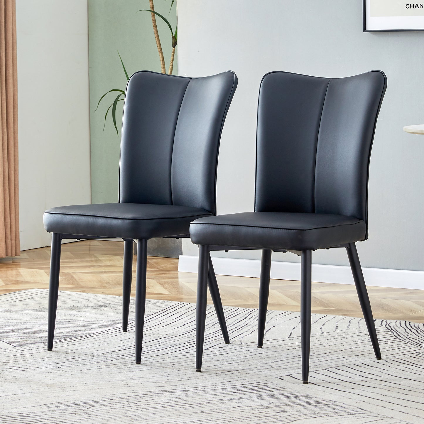 Simple Design PU Leather Upholstered Modern Kitchen Dining Chair- Black_3