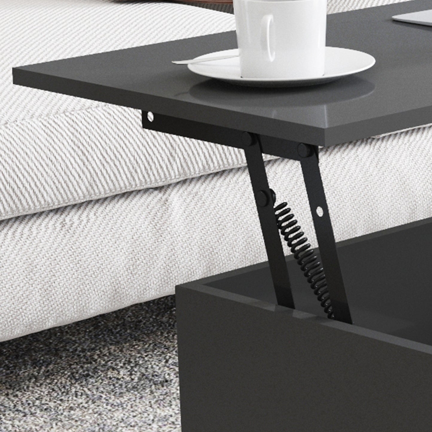 Lifting Top Living Room Coffee Table and Hidden Storage Cabinet- Antique Black_5