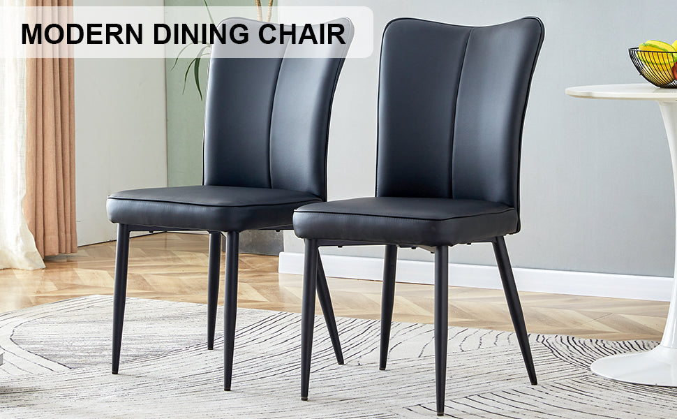 Simple Design PU Leather Upholstered Modern Kitchen Dining Chair- Black_15