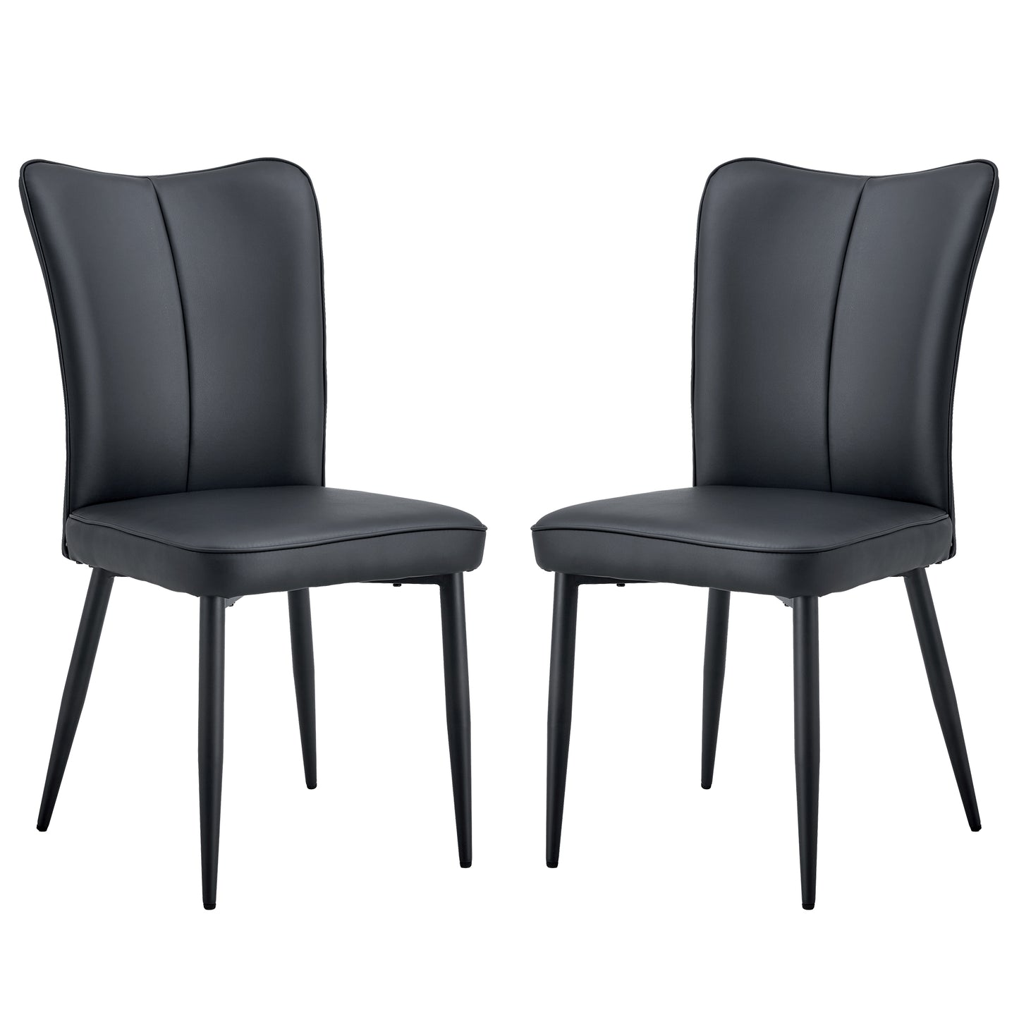 Simple Design PU Leather Upholstered Modern Kitchen Dining Chair- Black_4