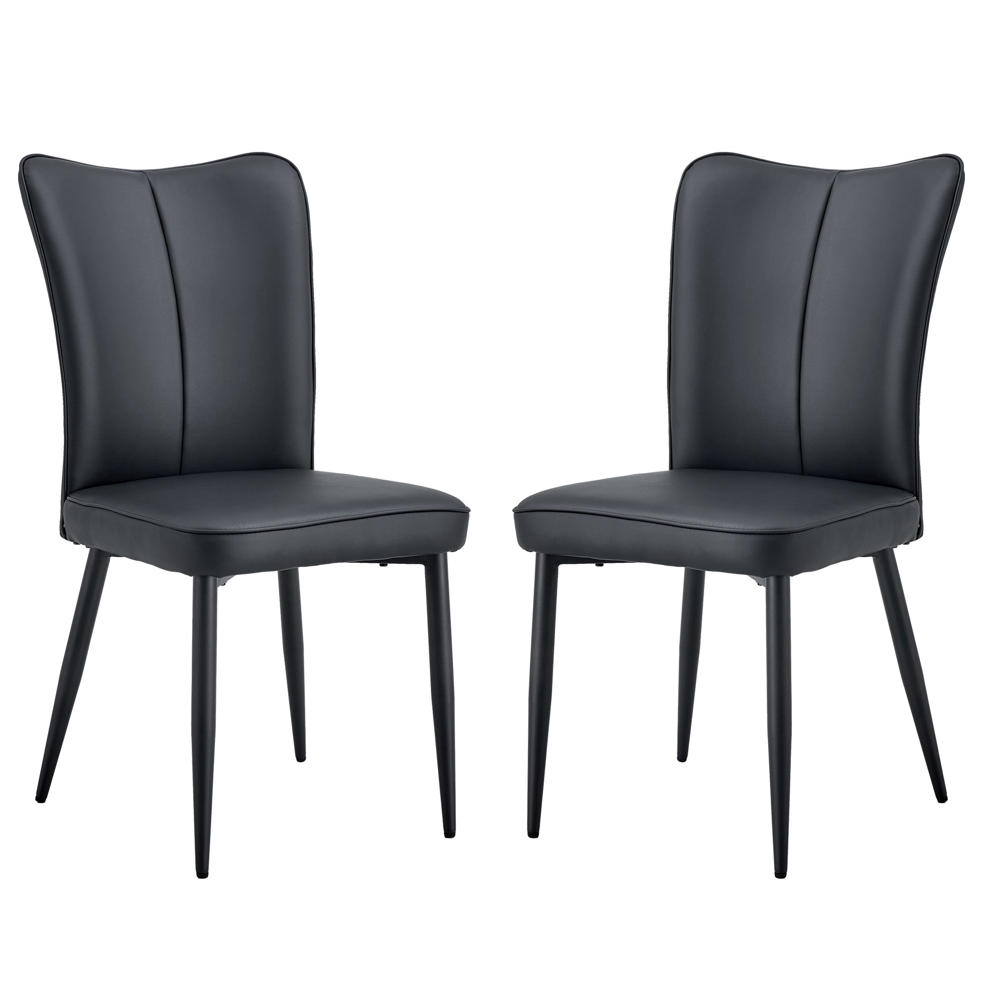 Simple Design PU Leather Upholstered Modern Kitchen Dining Chair- Black_4
