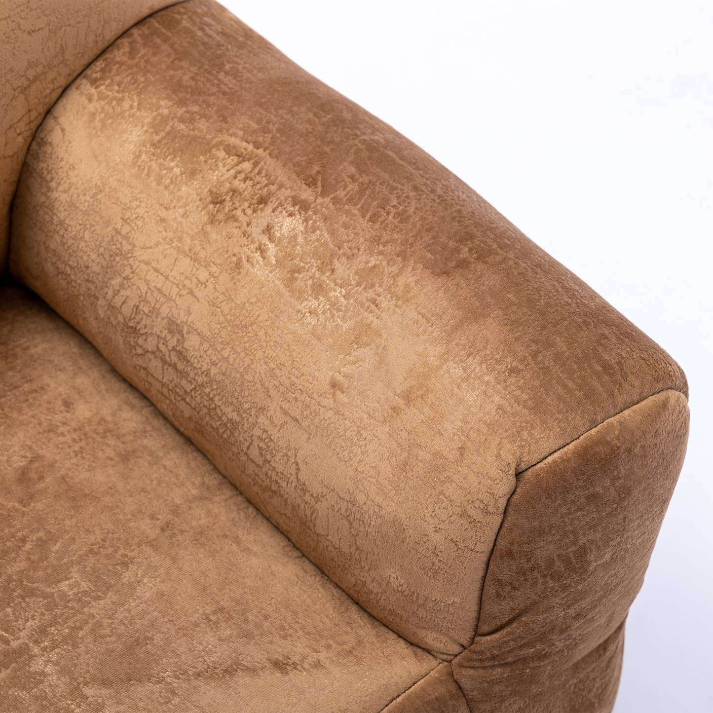 Indoor Use Memory Foam Stuffed Velvet Bean Bag Chair for Children- Brown_3